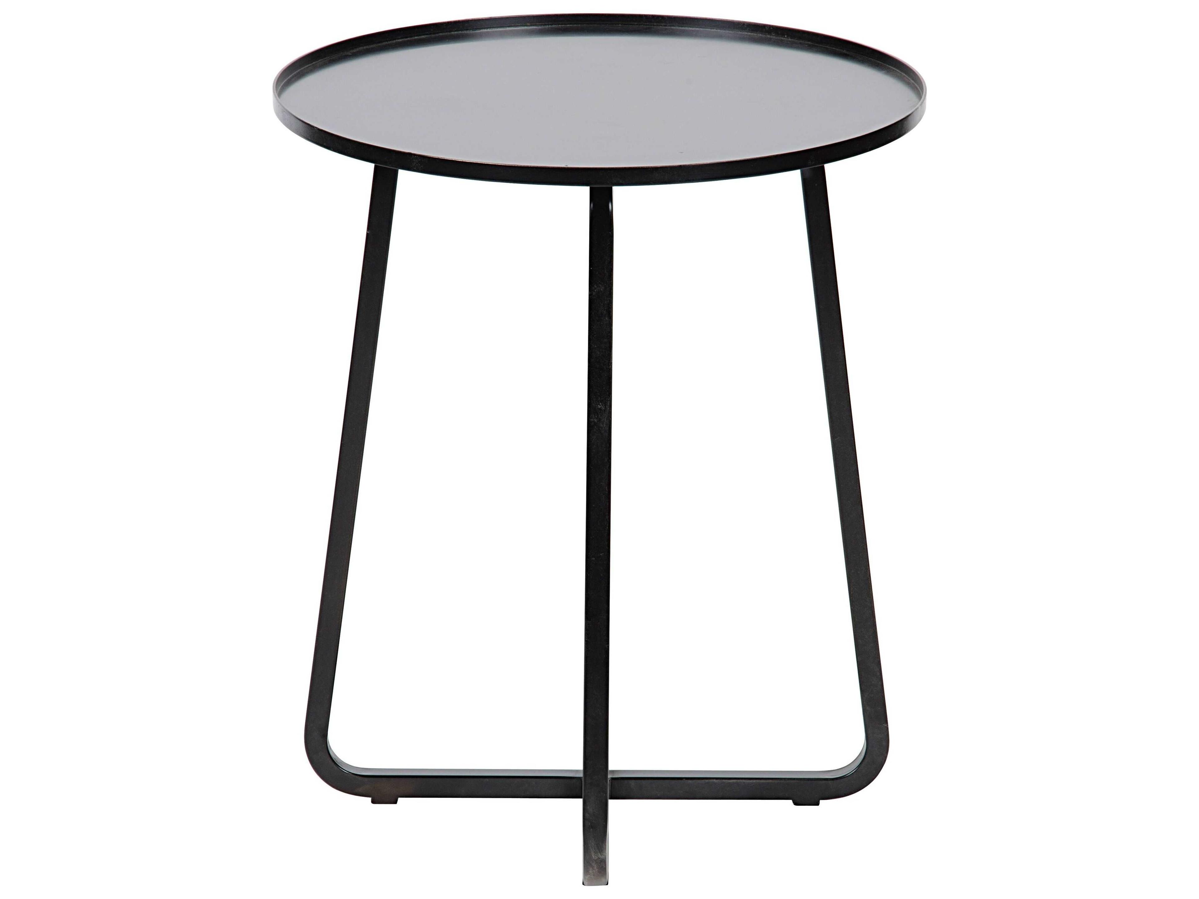Noir Round Black Metal End Table