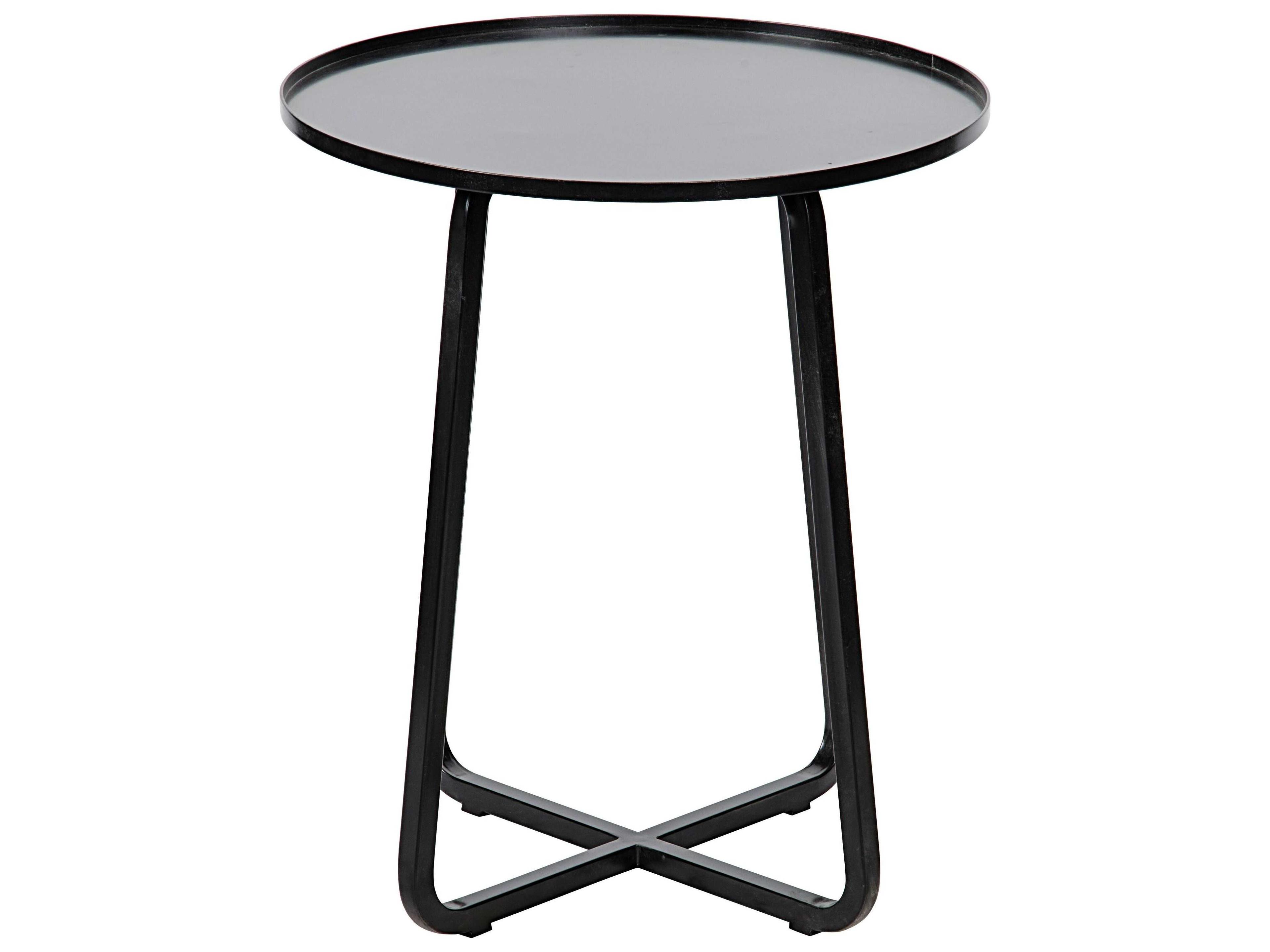 Noir Round Black Metal End Table