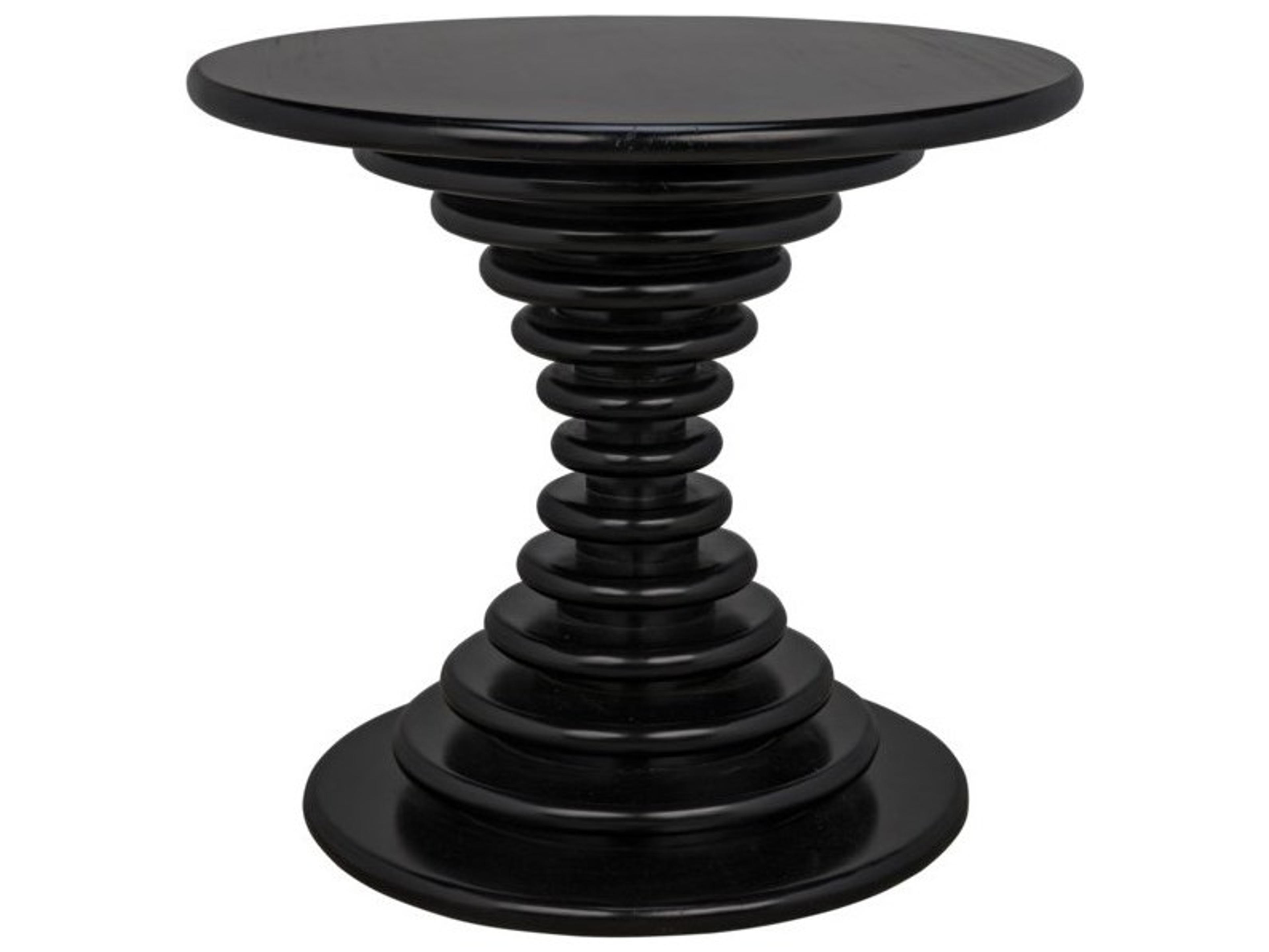 Noir Round Wood Hand Rubbed Black End Table