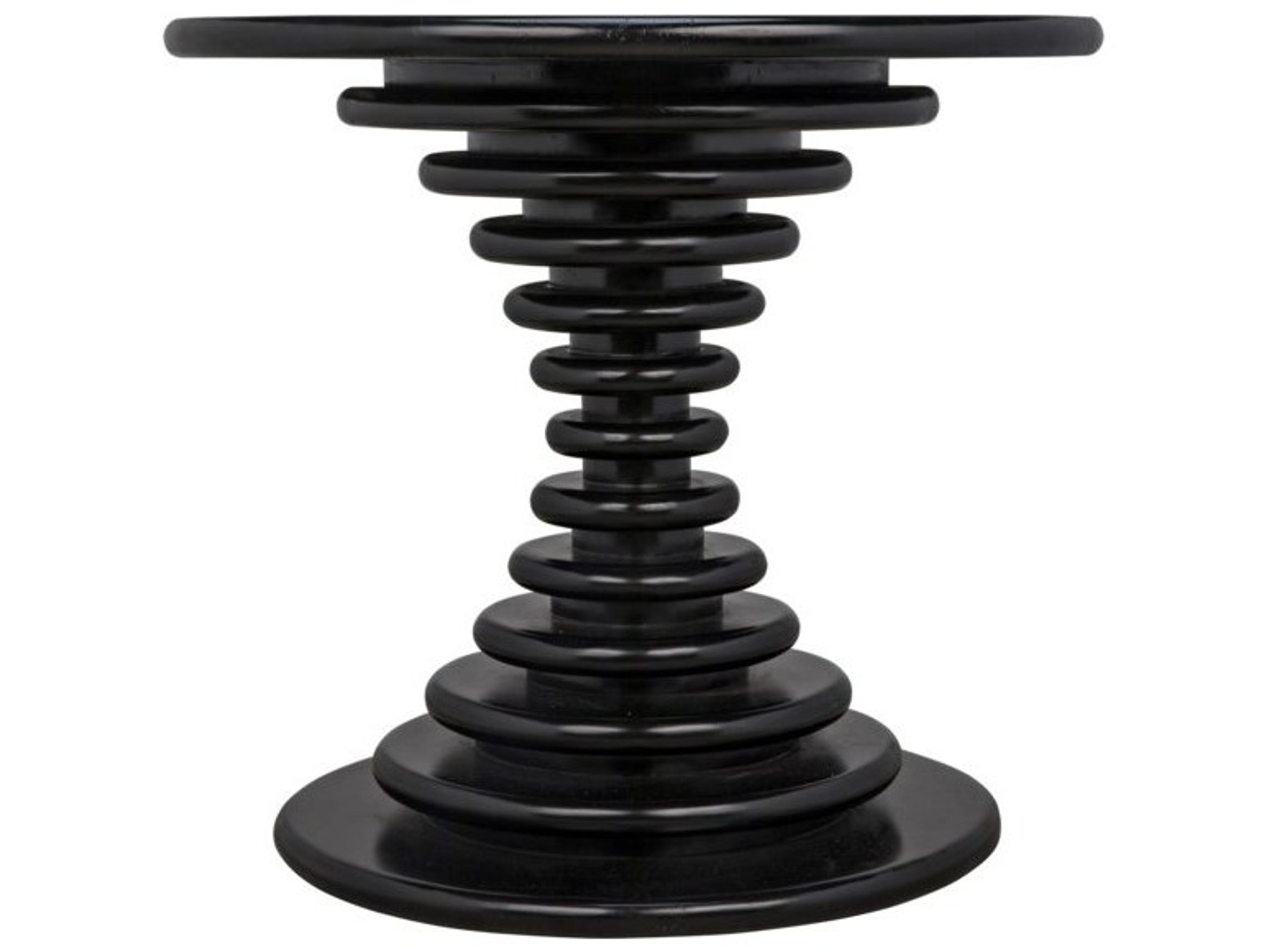 Noir Round Wood Hand Rubbed Black End Table