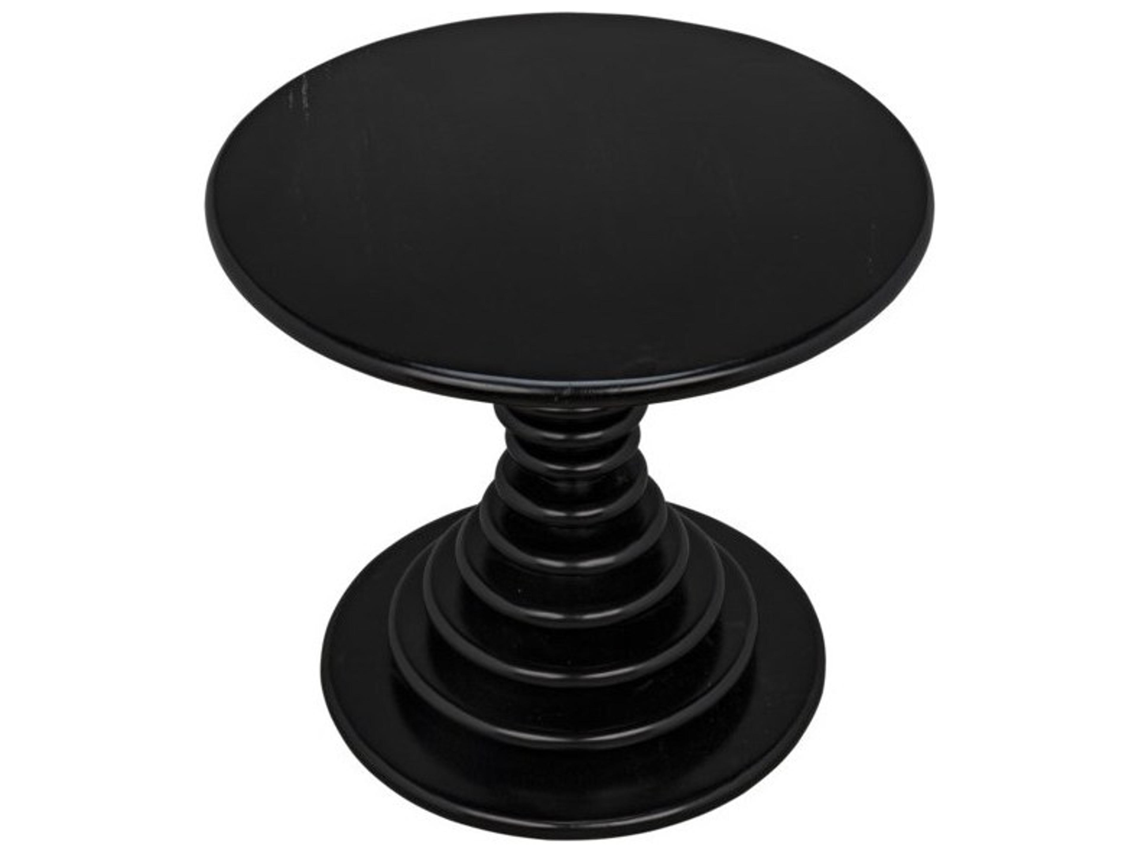 Noir Round Wood Hand Rubbed Black End Table