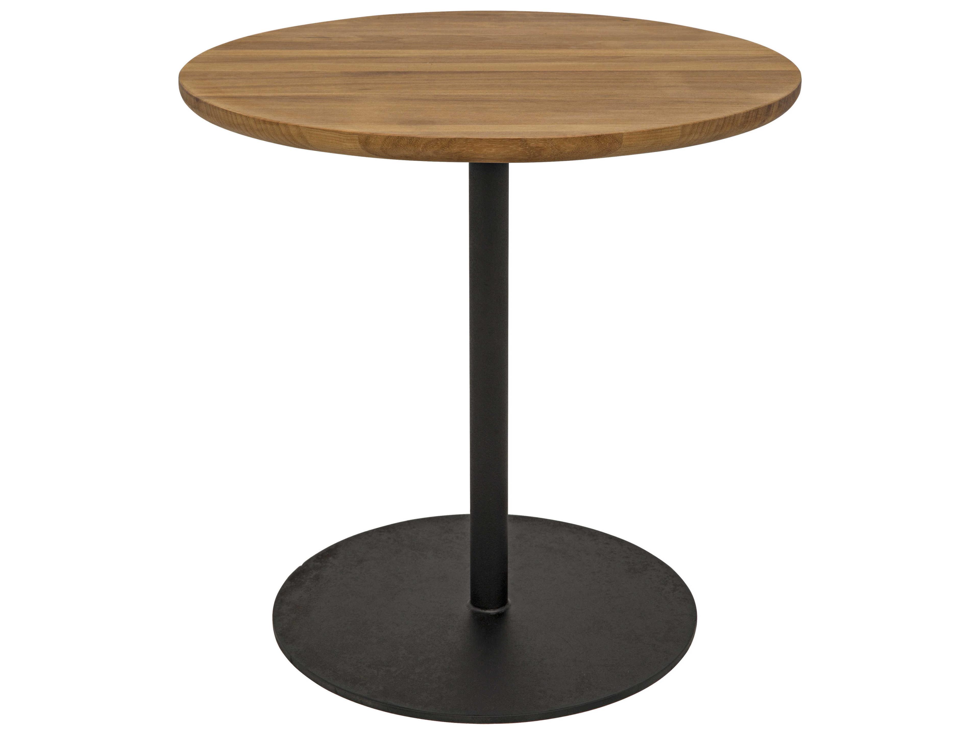 Noir Round Wood Gold Teak End Table