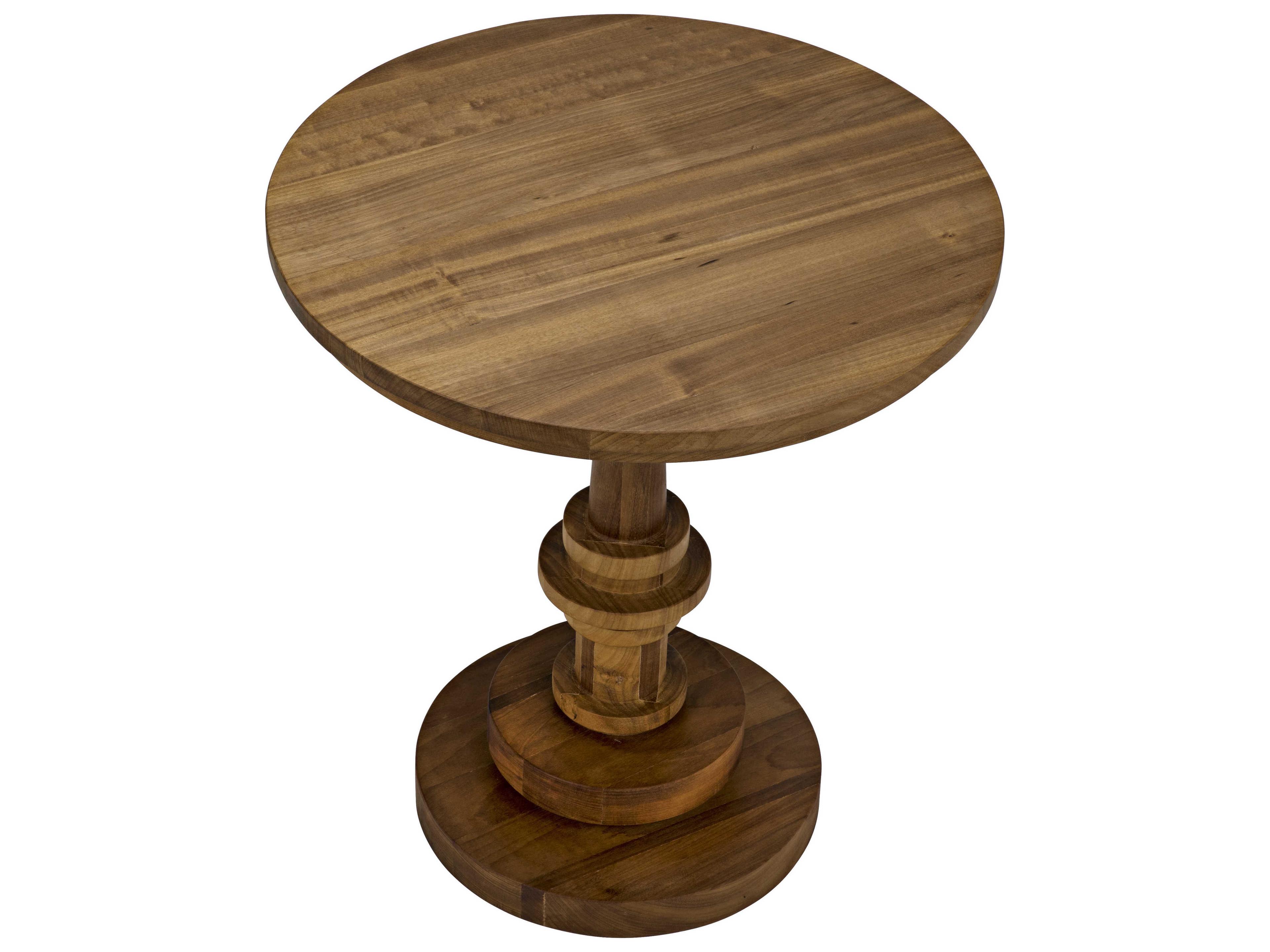 Noir Round Wood Gold Teak End Table