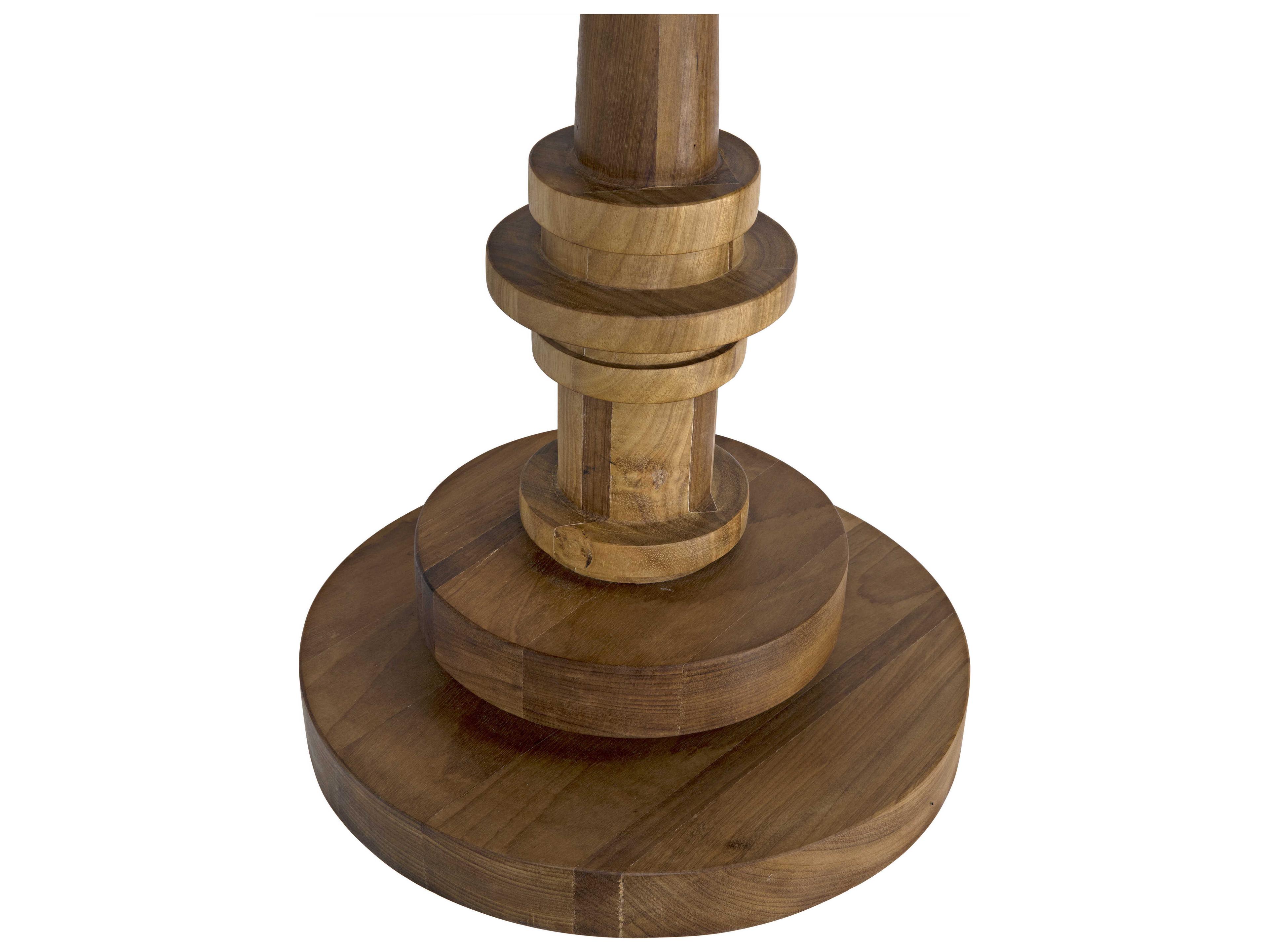 Noir Round Wood Gold Teak End Table