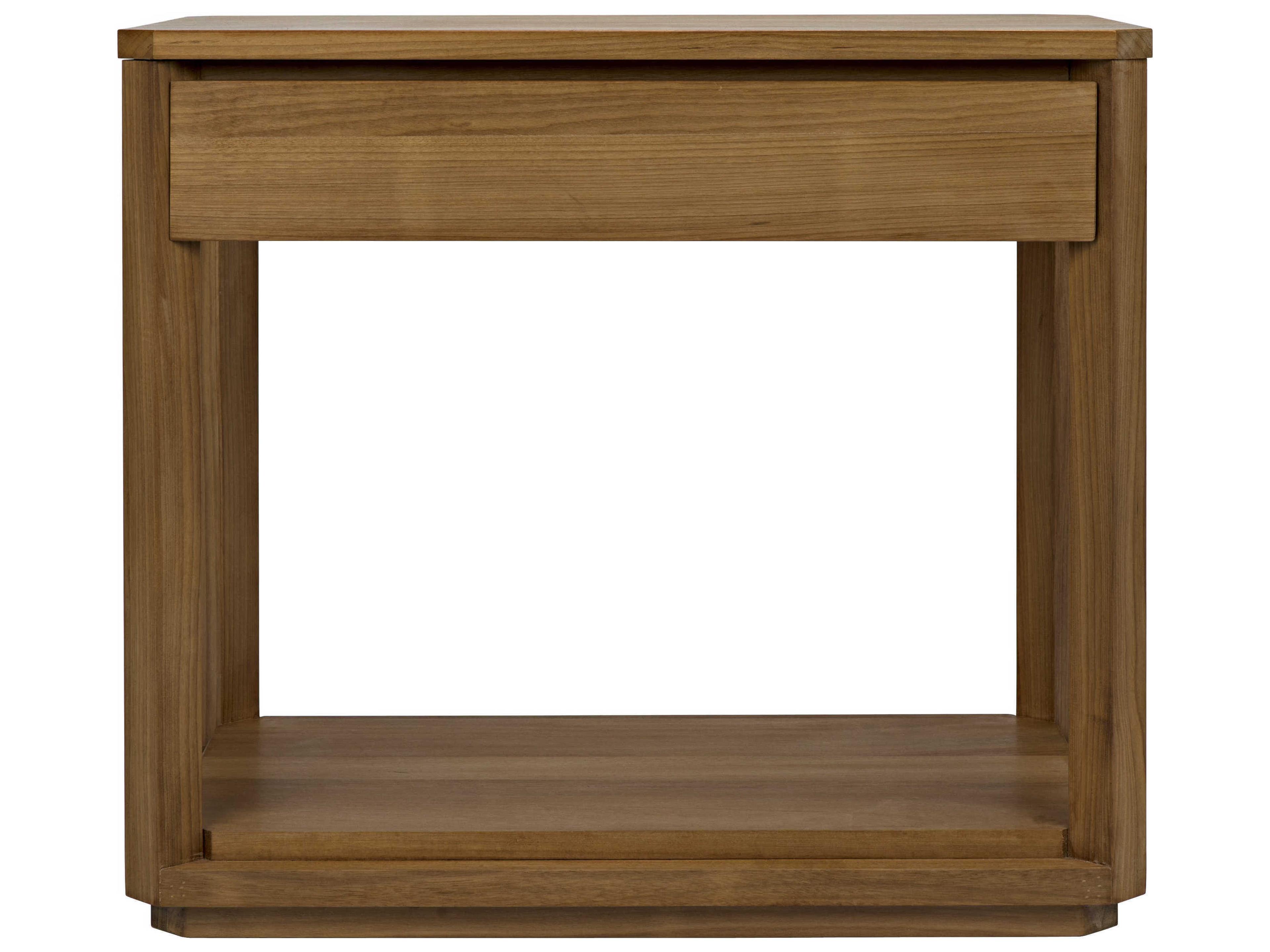 Noir Rectangular Wood Gold Teak End Table