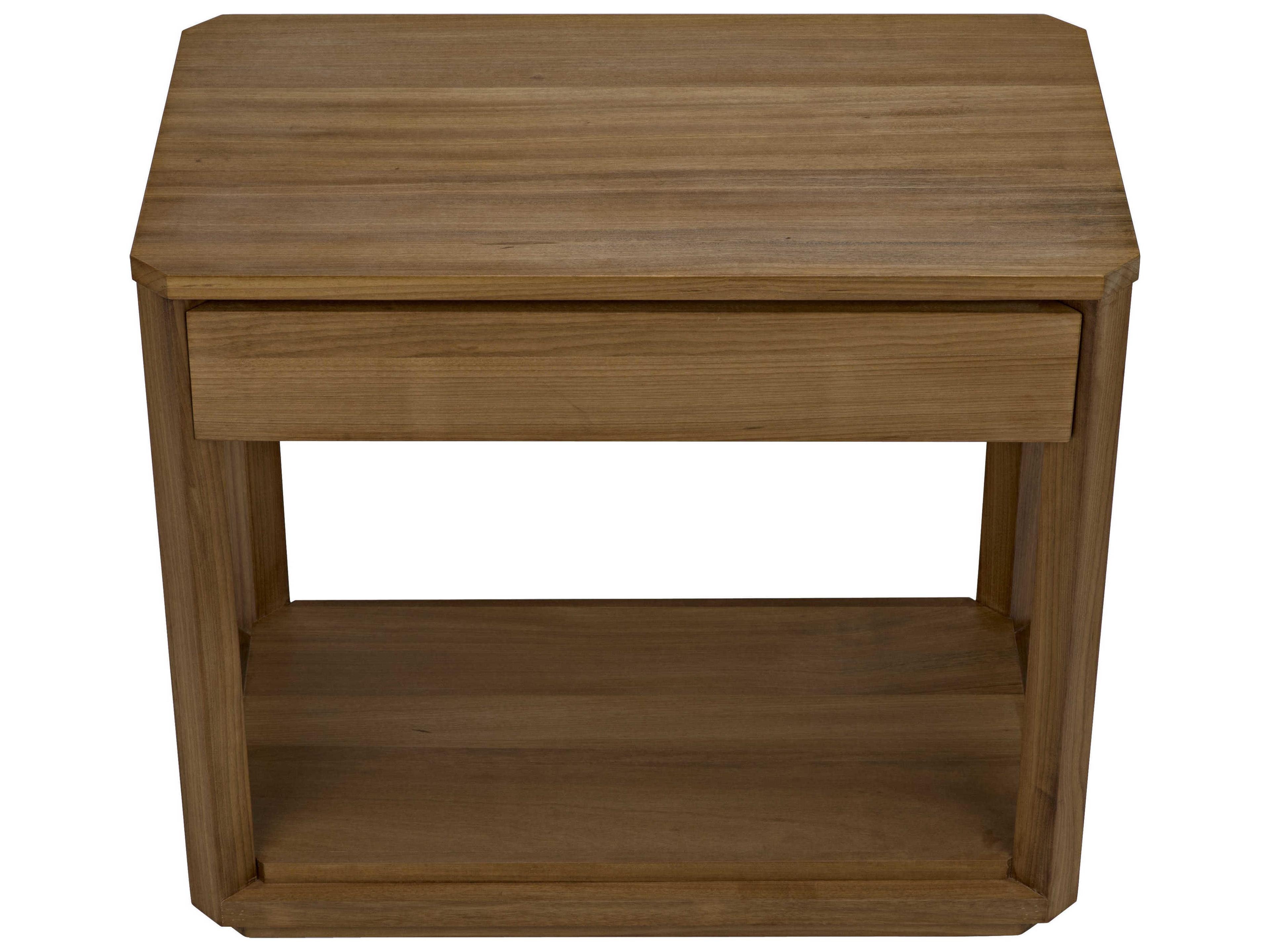 Noir Rectangular Wood Gold Teak End Table