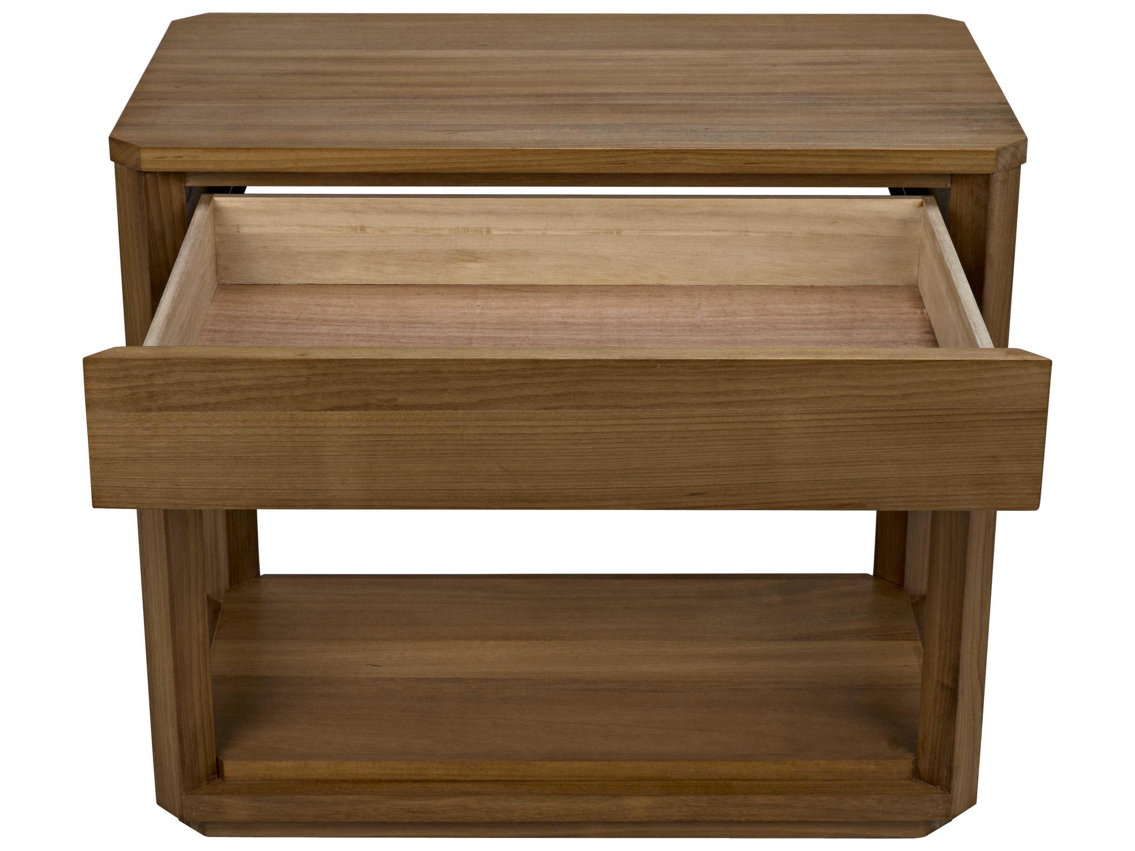 Noir Rectangular Wood Gold Teak End Table