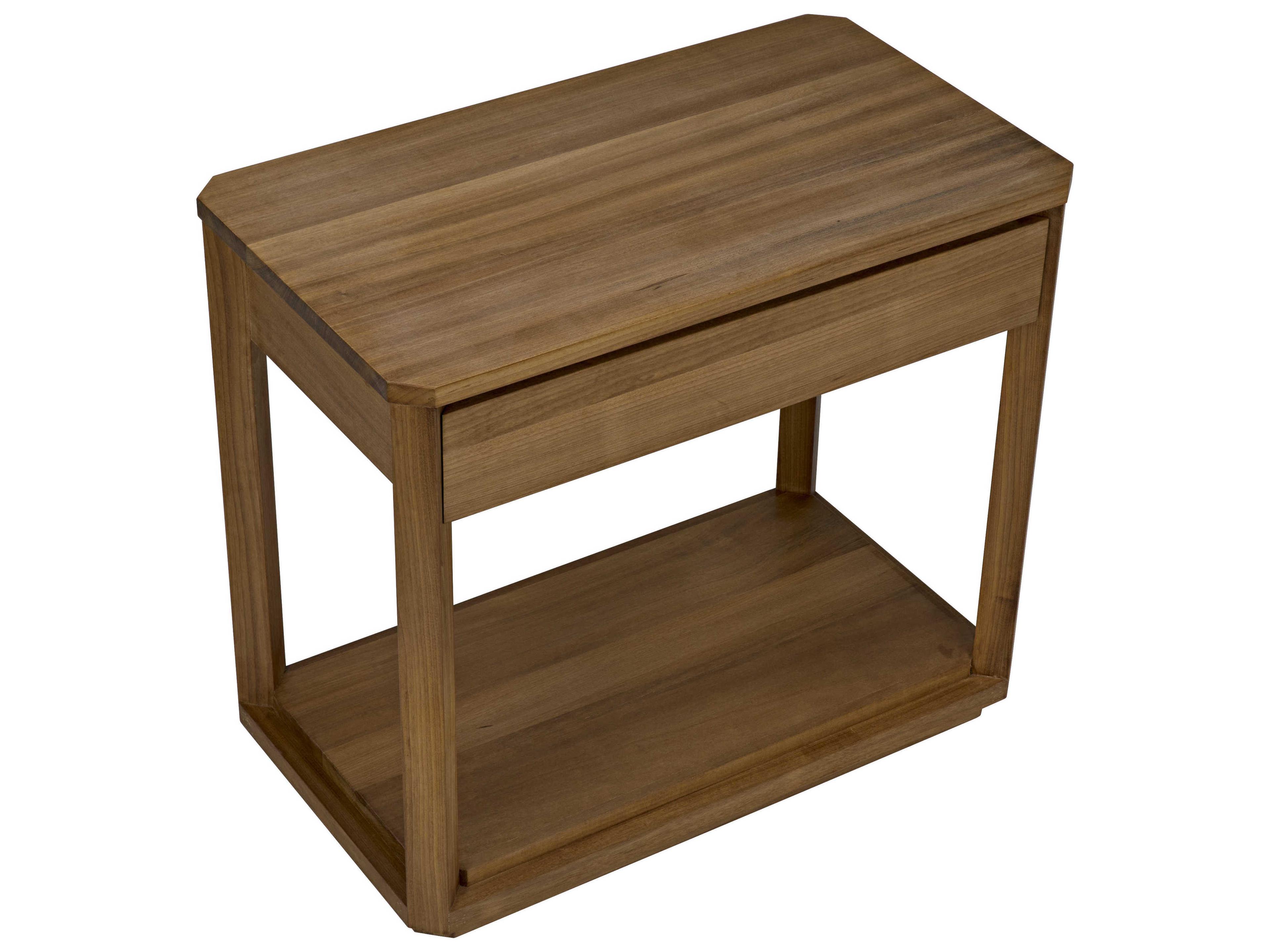 Noir Rectangular Wood Gold Teak End Table