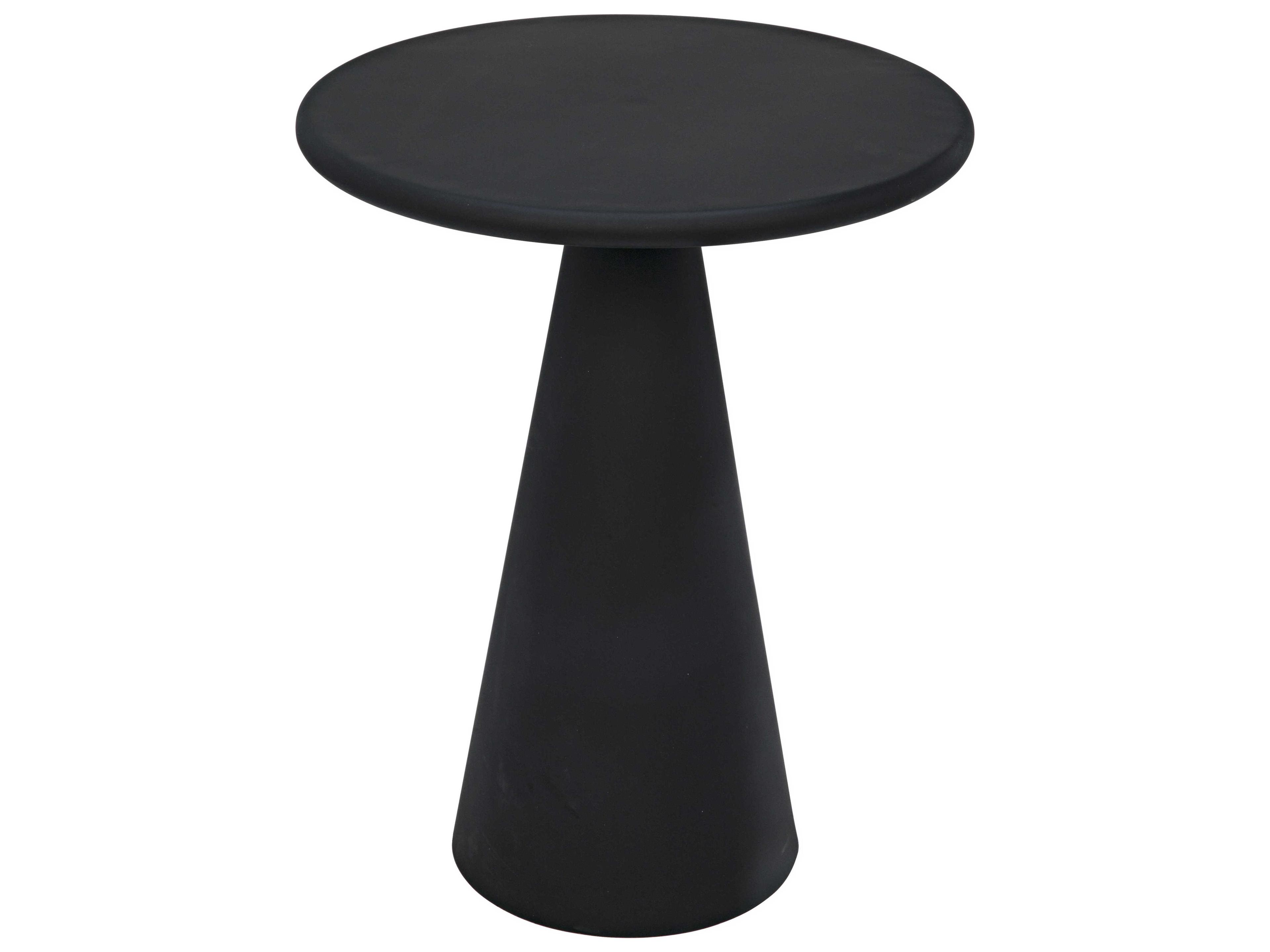 Noir Round Metal Black End Table