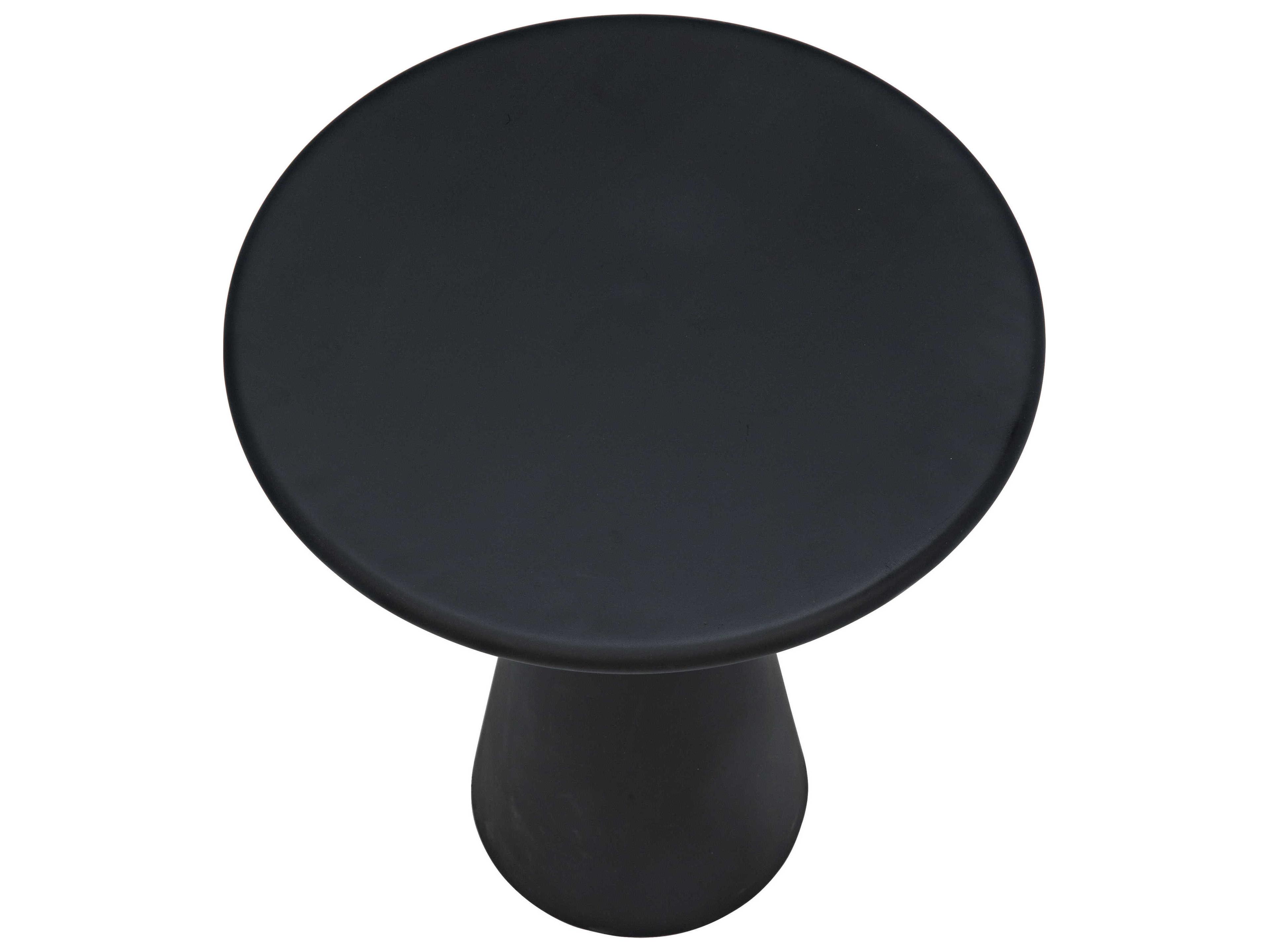 Noir Round Metal Black End Table