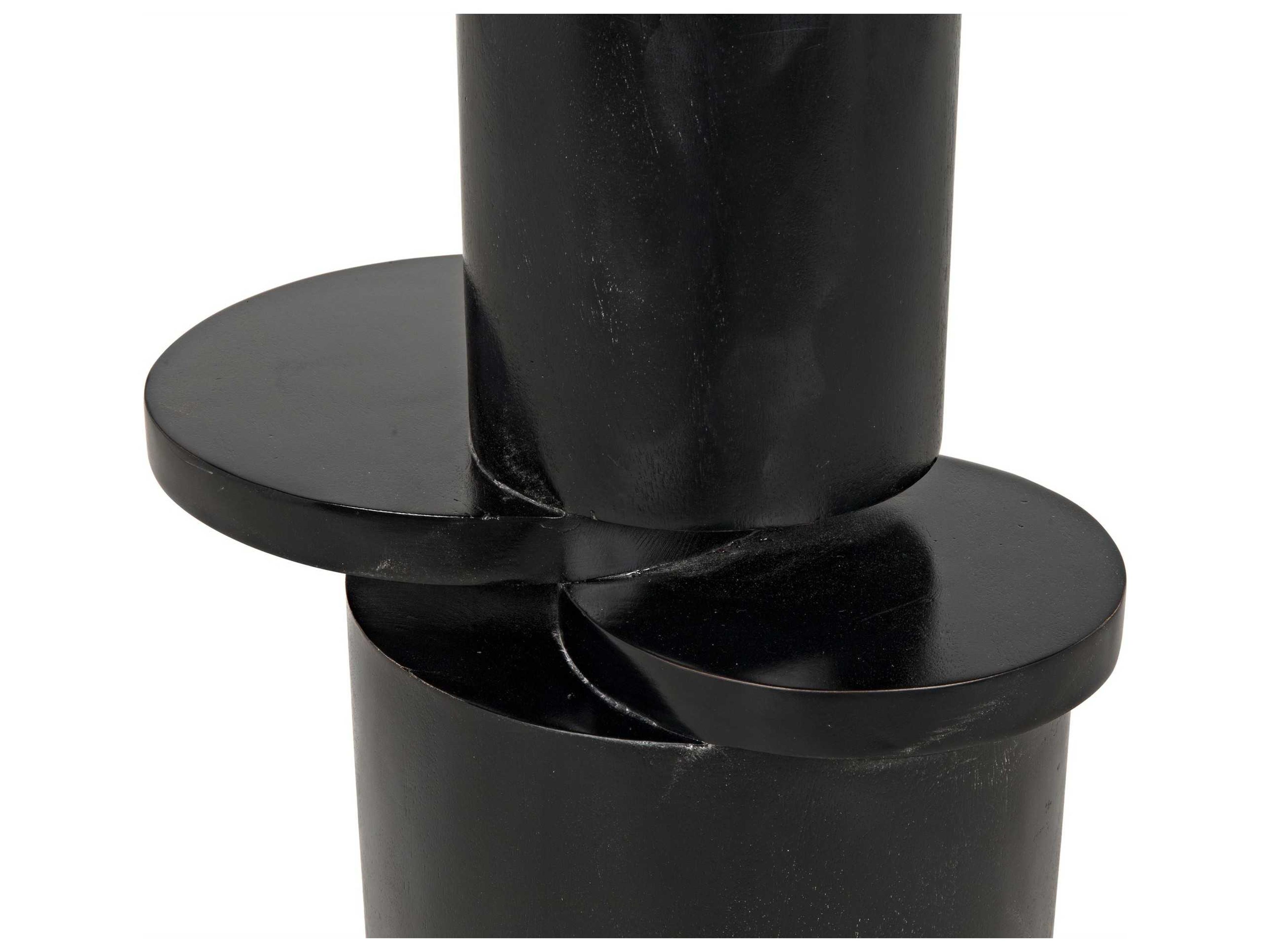 Noir Round Wood Hand Rubbed Black End Table