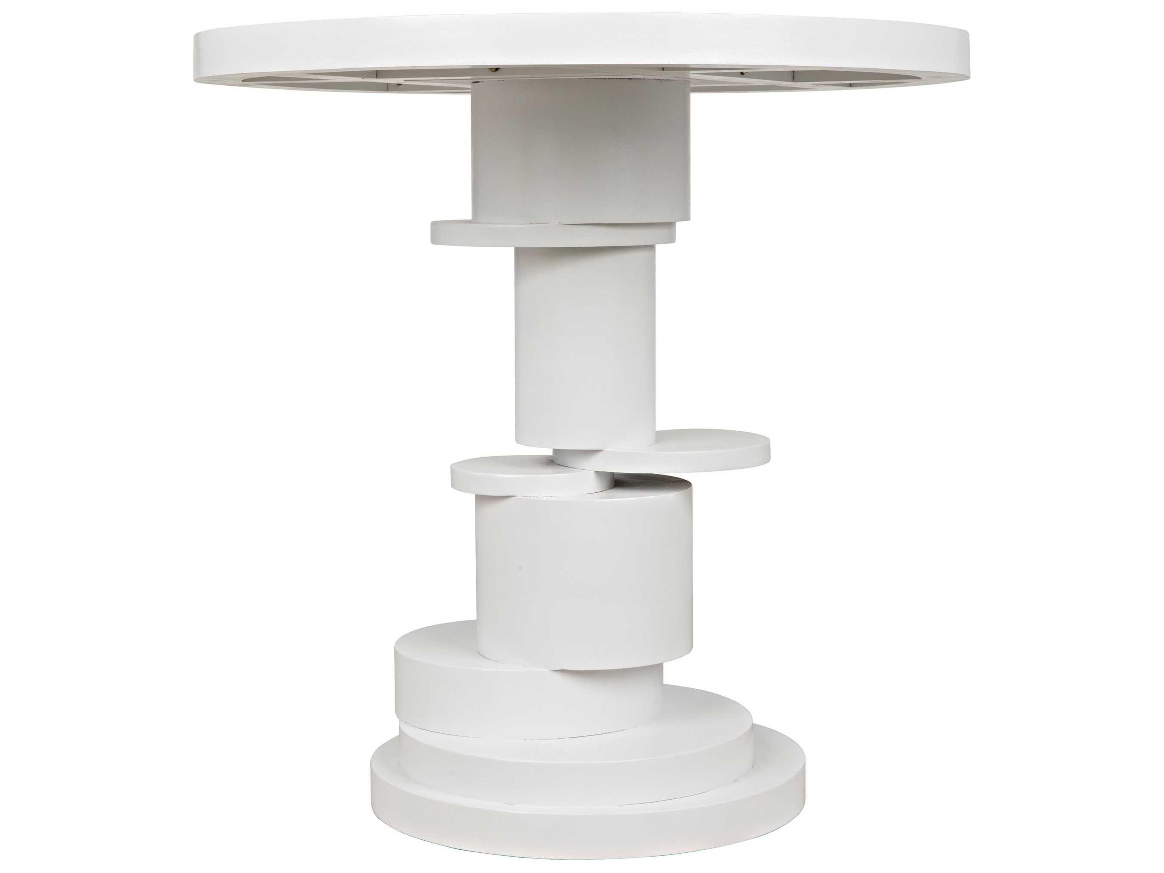 Noir Round Wood Solid White End Table