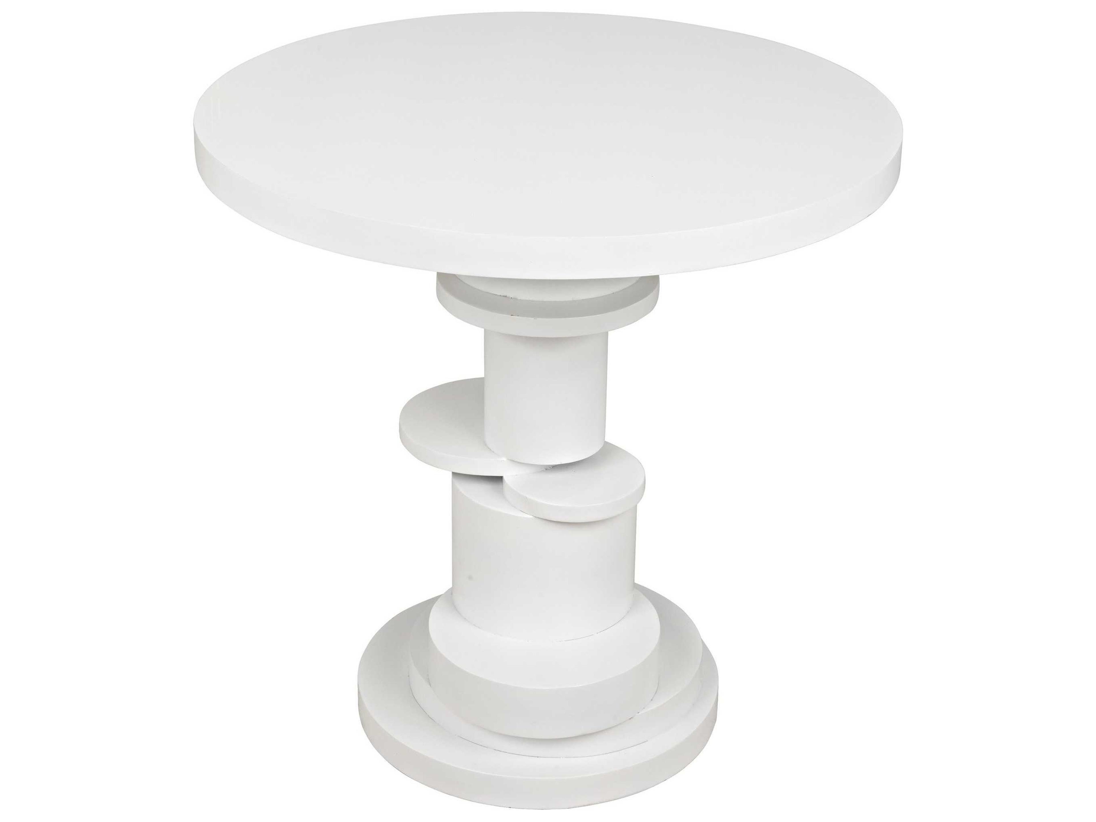 Noir Round Wood Solid White End Table