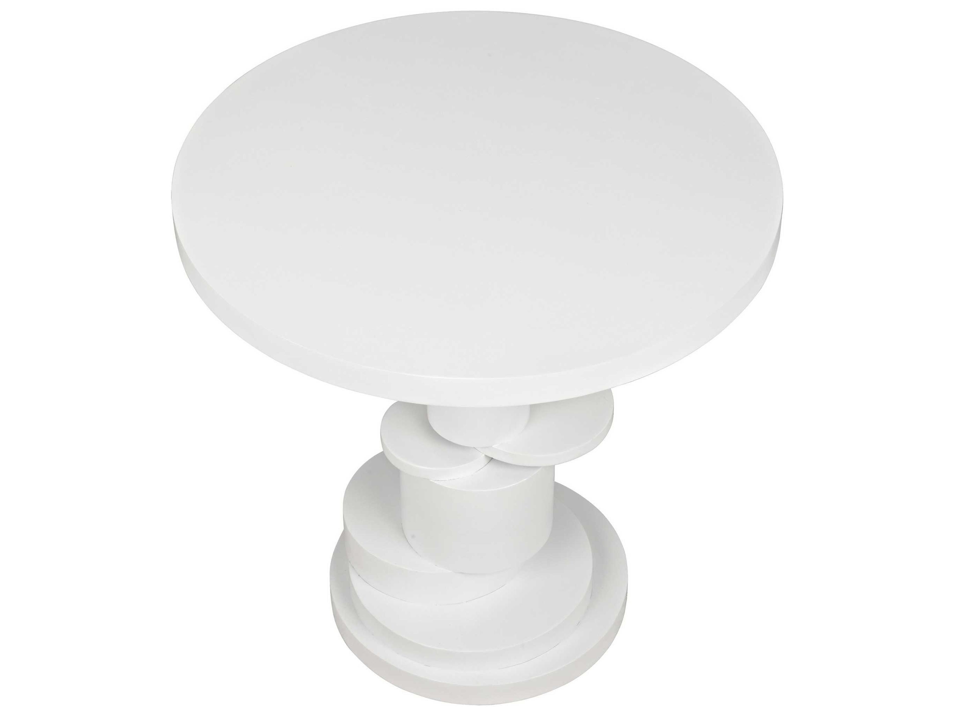 Noir Round Wood Solid White End Table