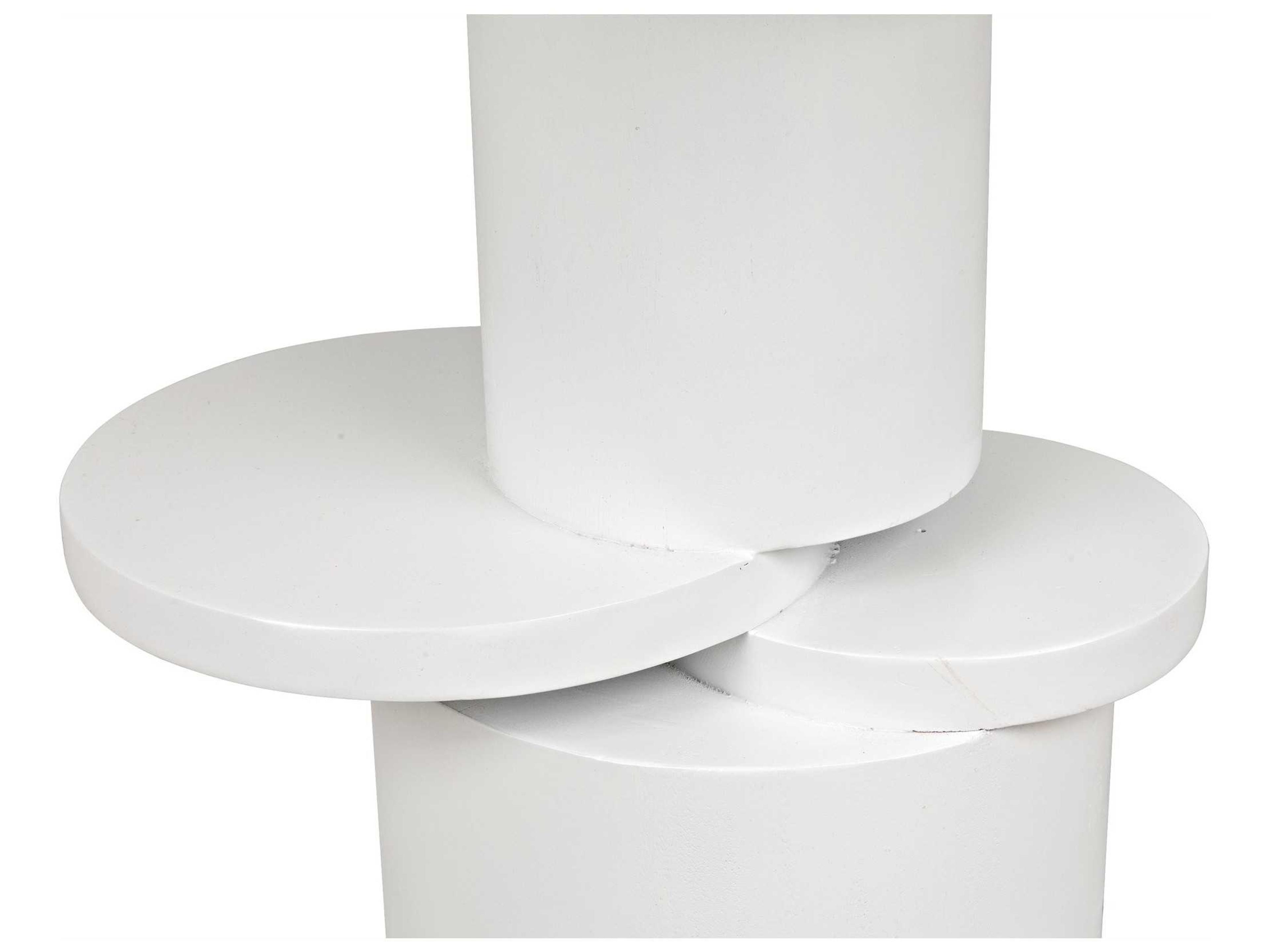 Noir Round Wood Solid White End Table