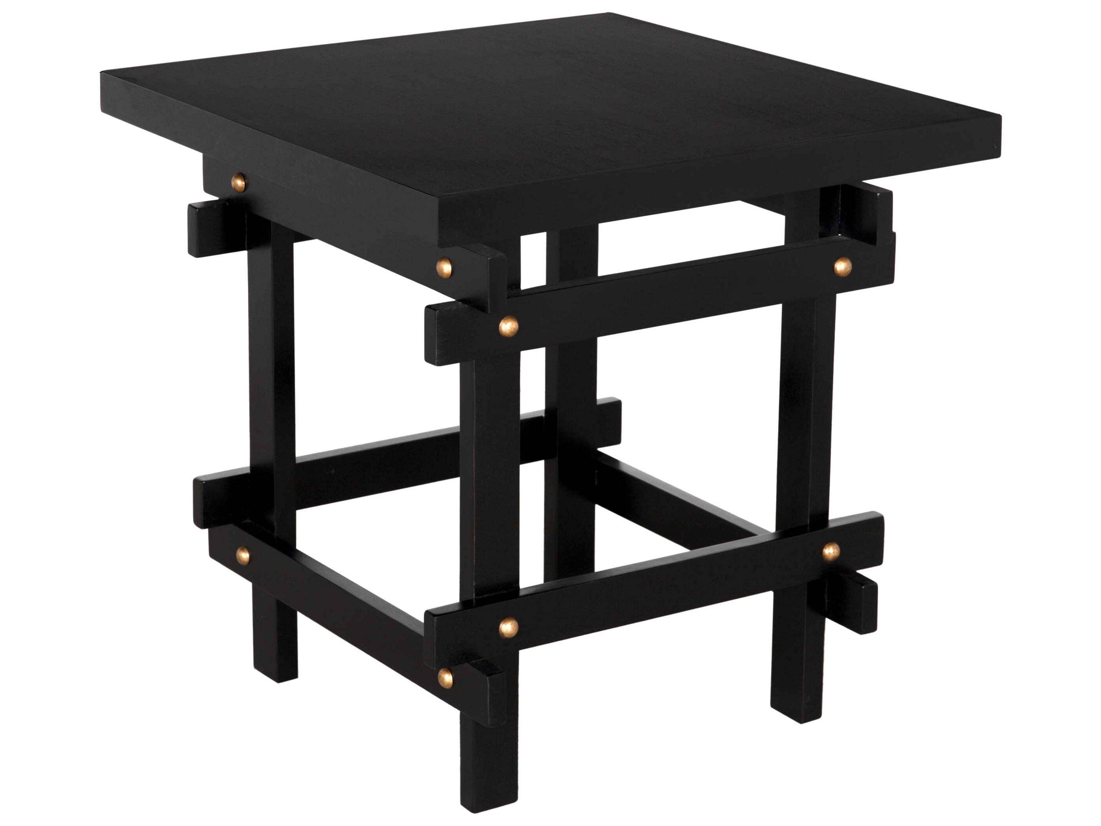 Yokosuka Square Wood Hand Rubbed Black End Table