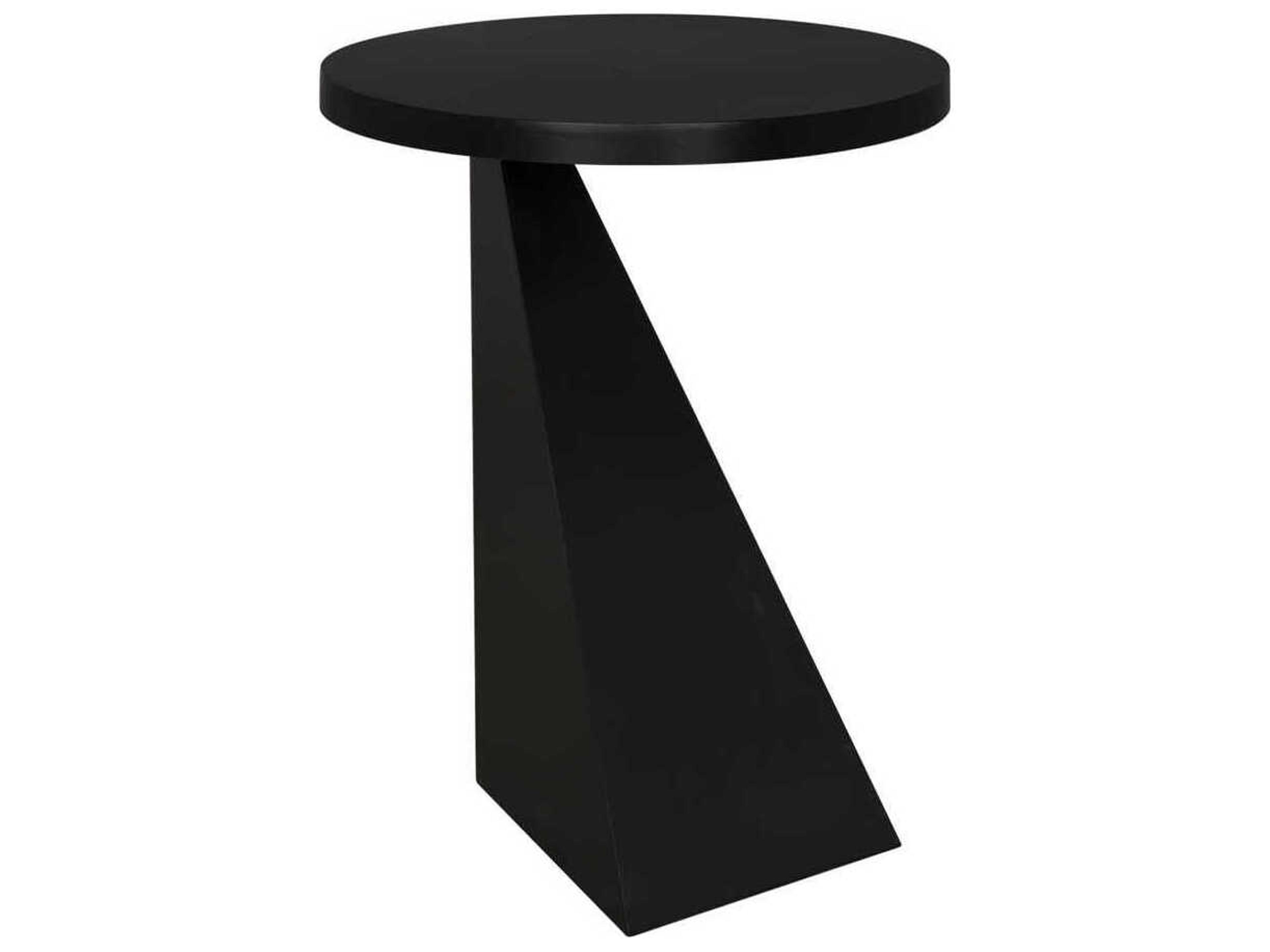 Round Metal Matte Black Kano End Table