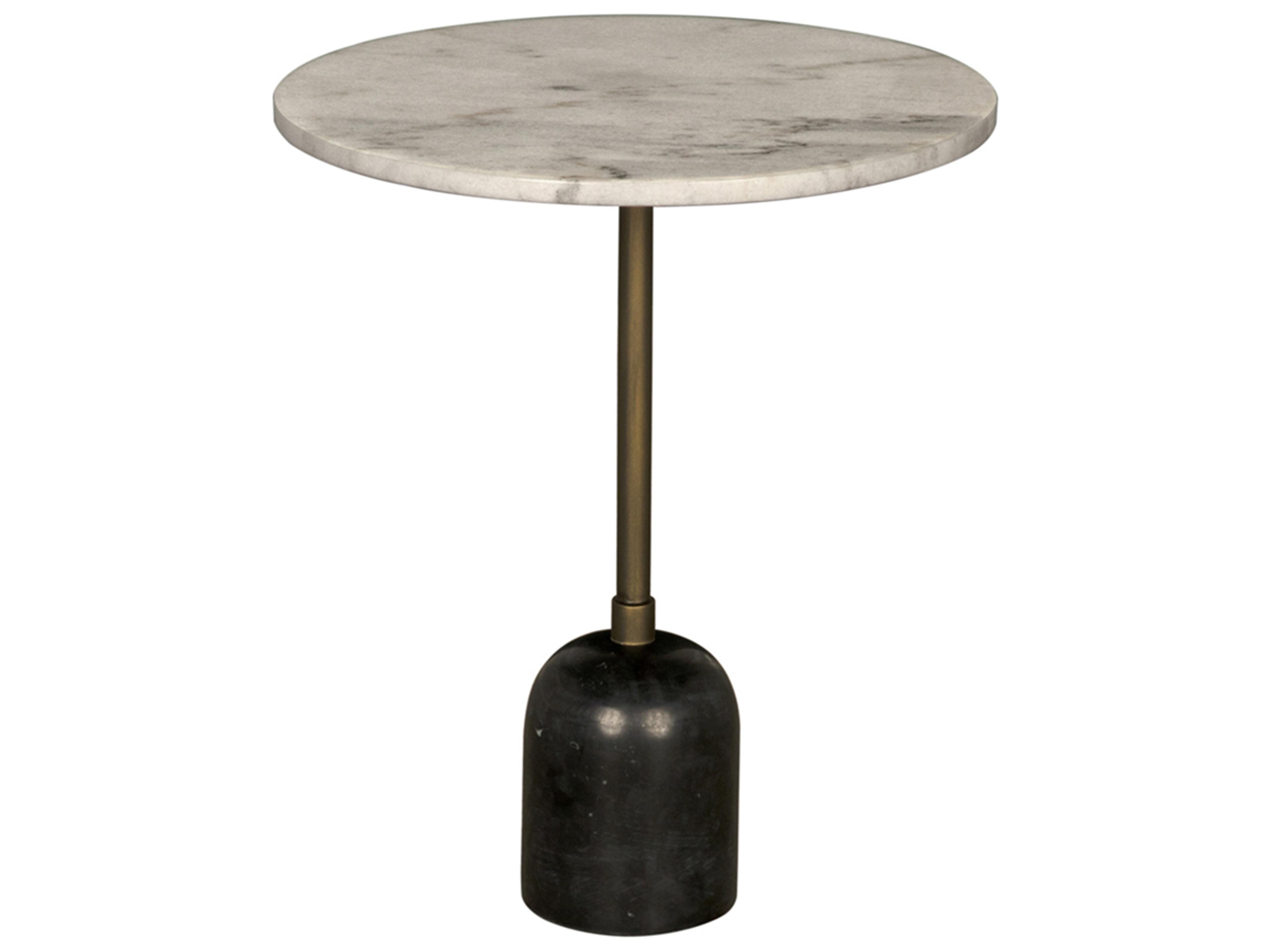 Noir Shantu Round Marble Aged Brass End Table