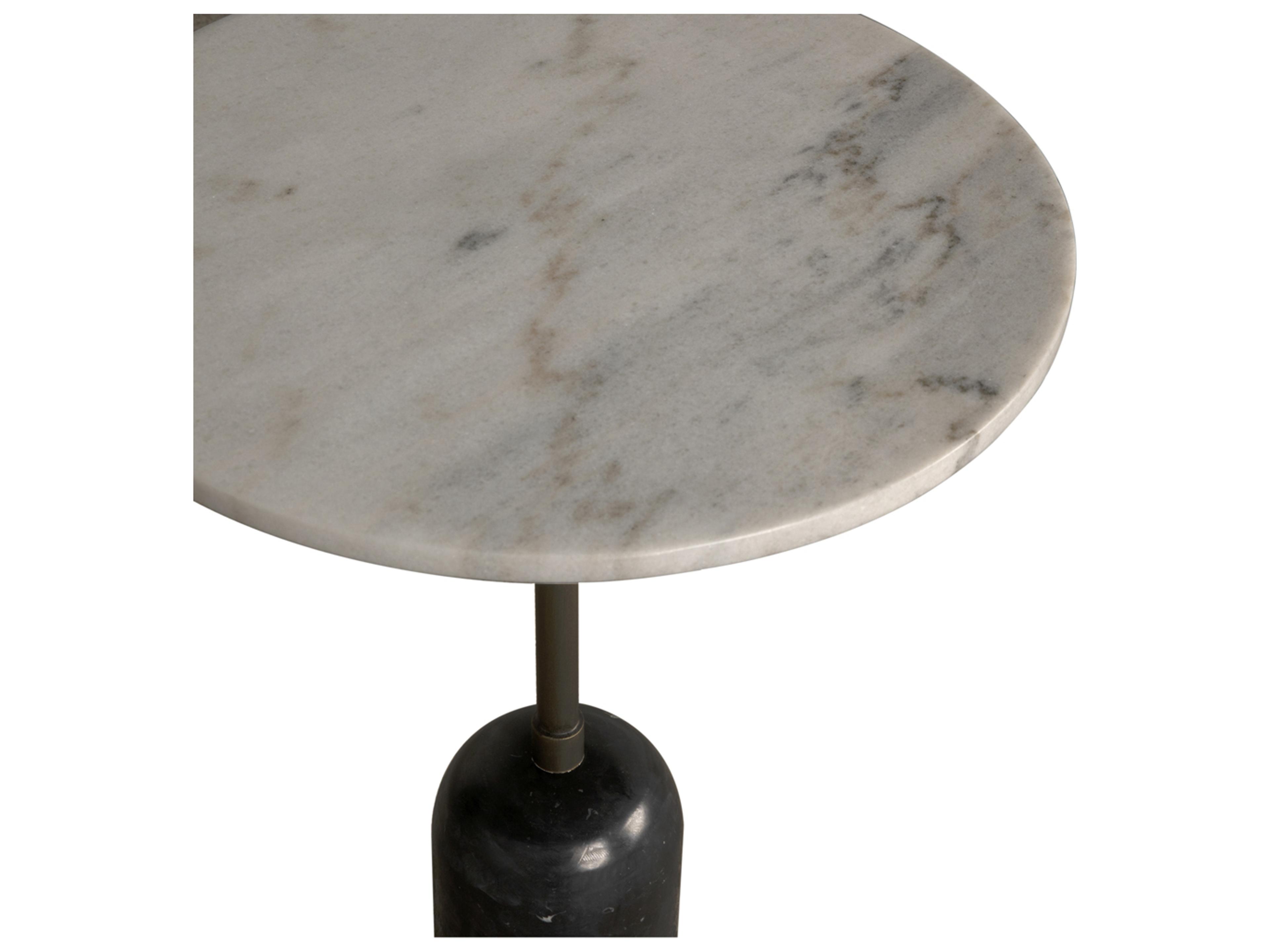 Noir Shantu Round Marble Aged Brass End Table