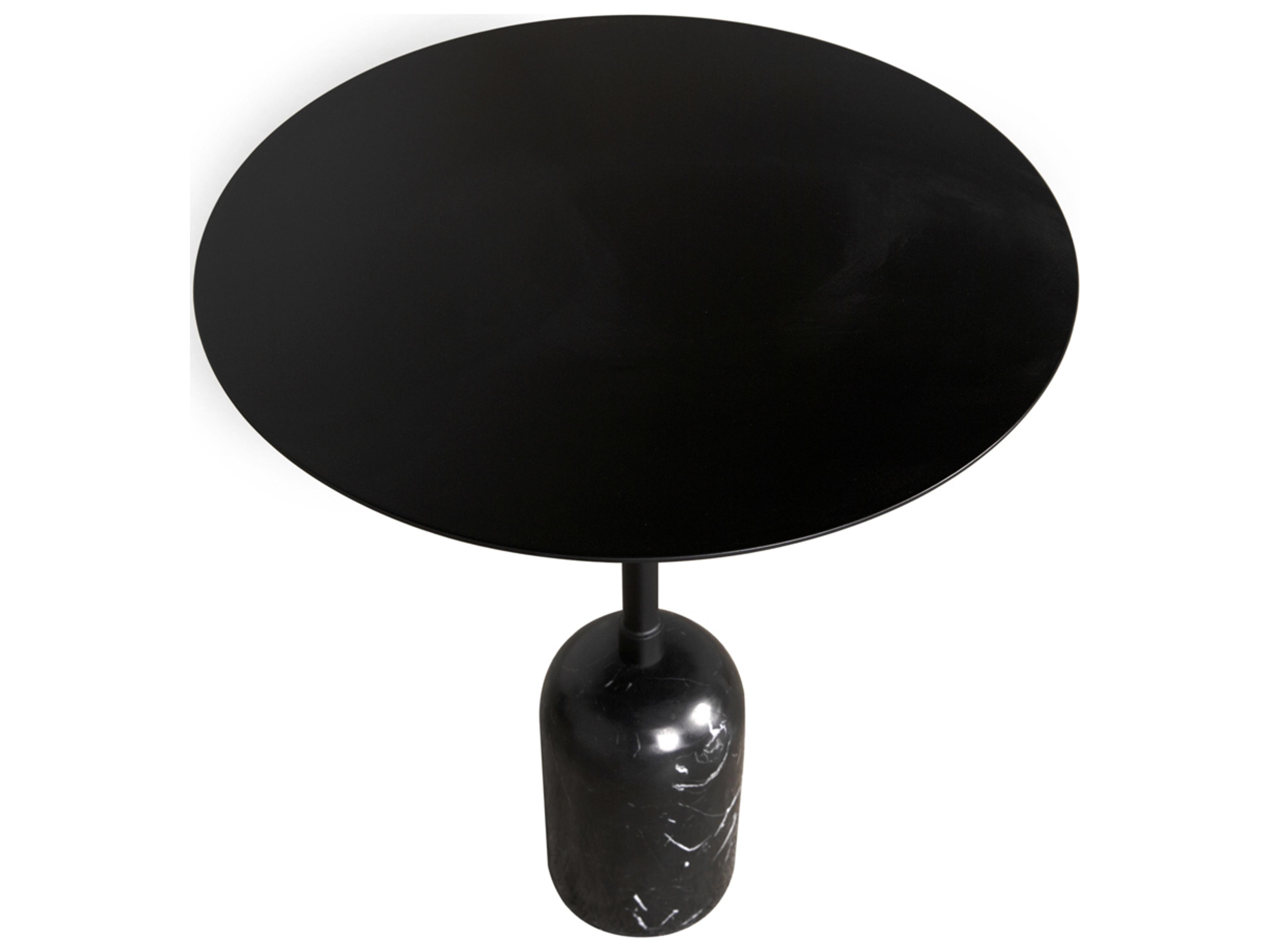 Noir Shantu Round Metal Matte Black End Table