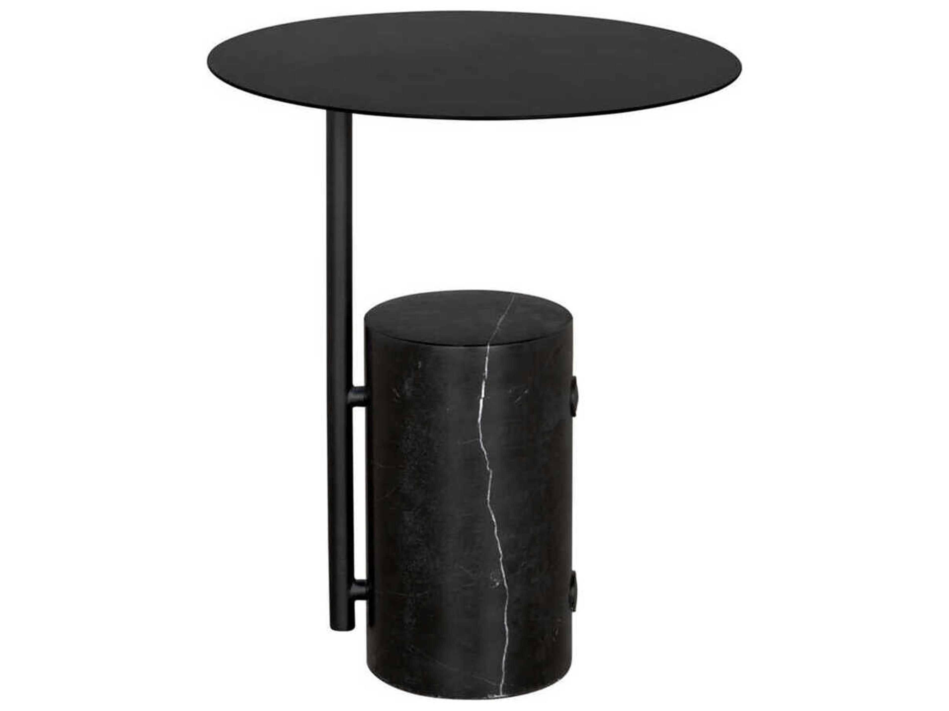 Noir Round Metal Matte Black Juma End Table