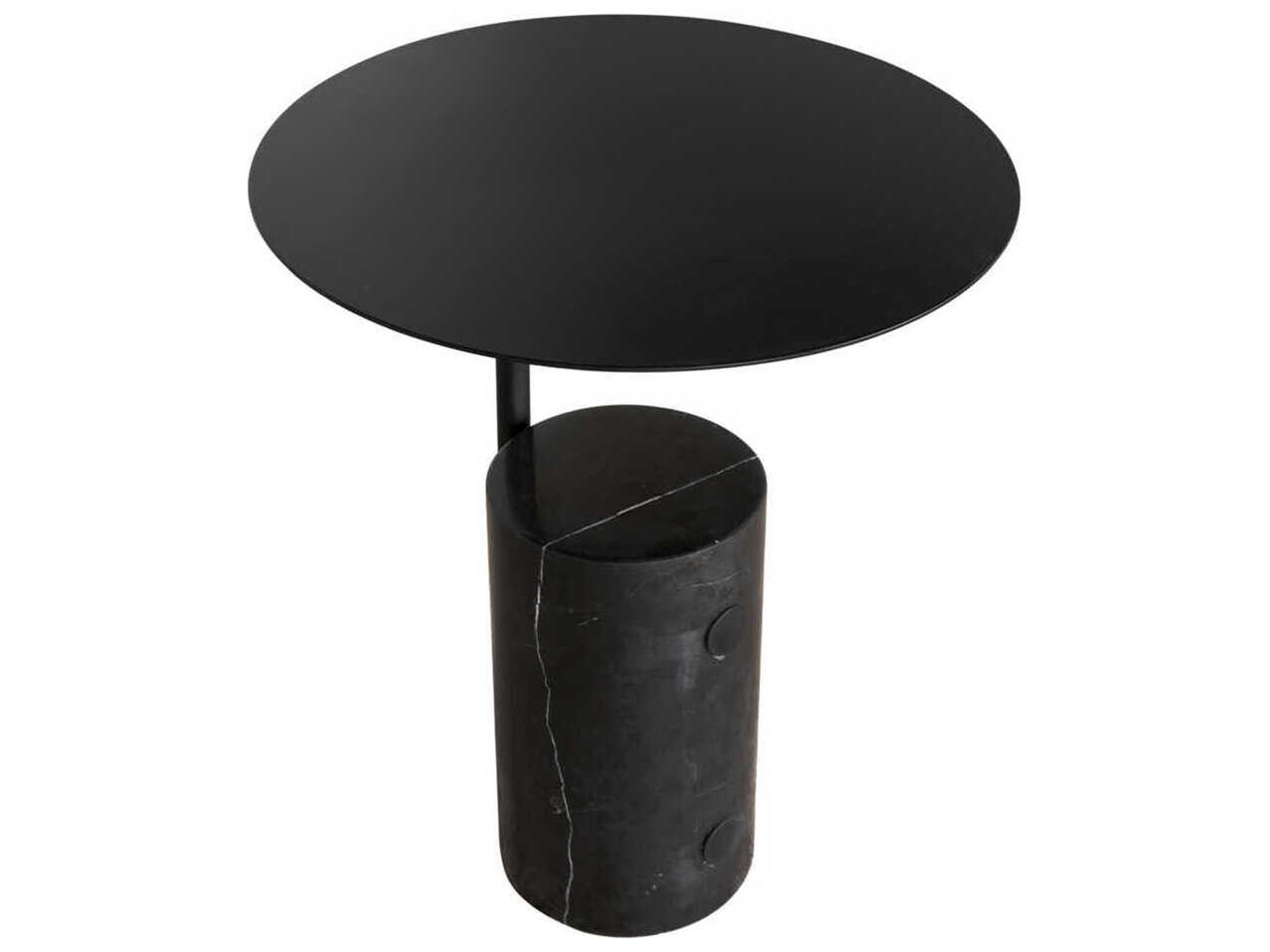 Noir Round Metal Matte Black Juma End Table
