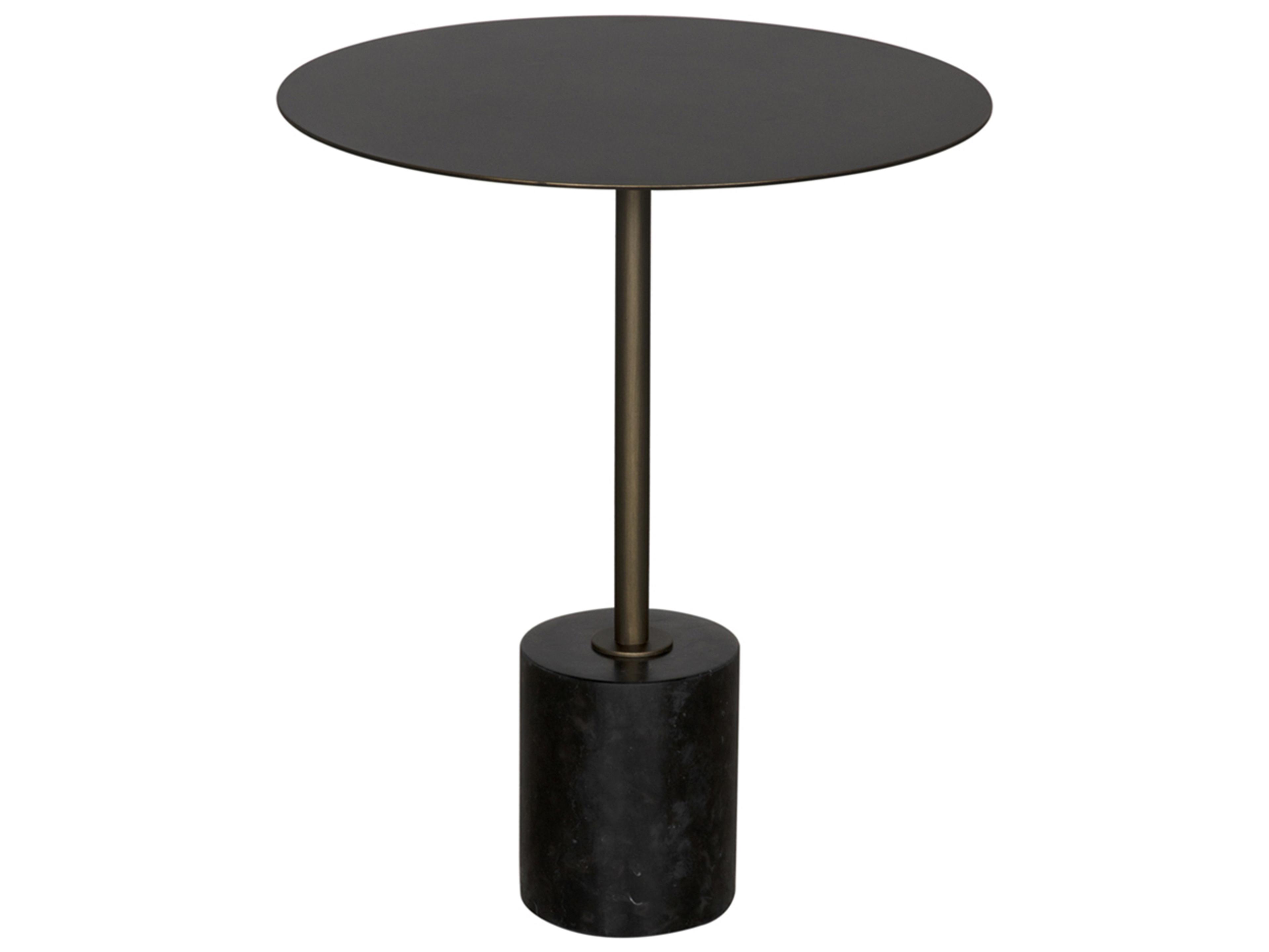 Noir Santosh Round Metal Aged Brass End Table