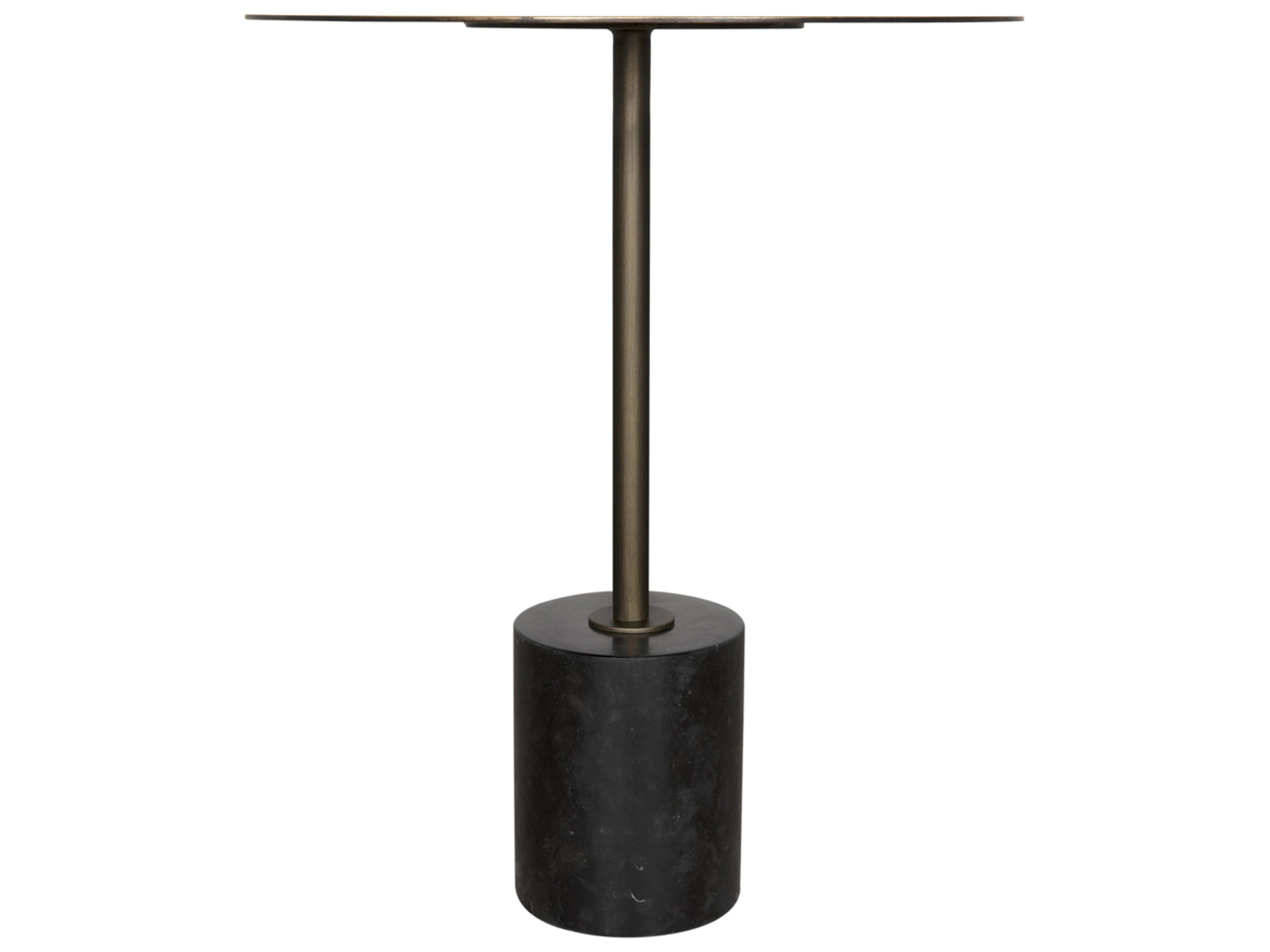Noir Santosh Round Metal Aged Brass End Table