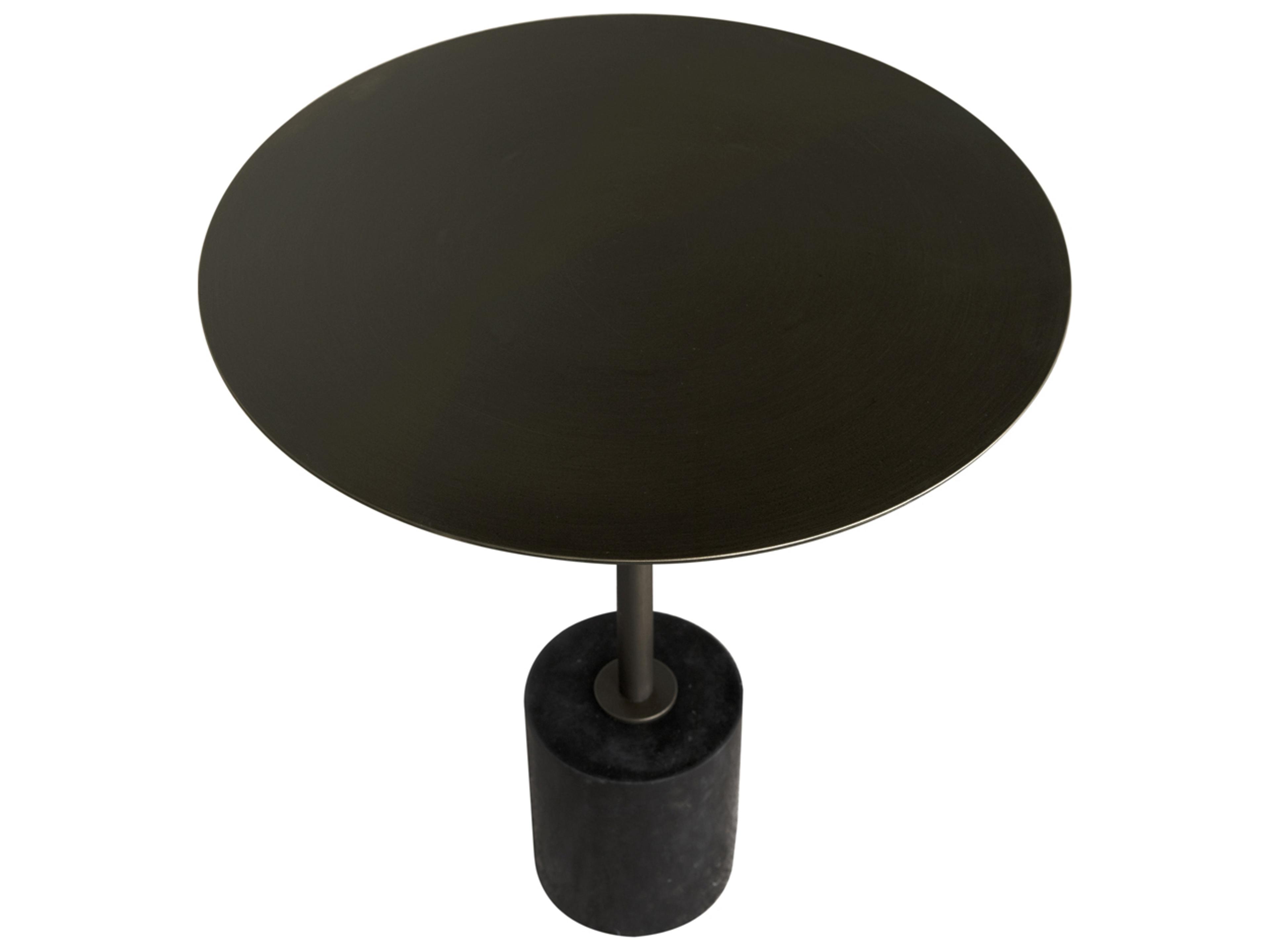 Noir Santosh Round Metal Aged Brass End Table
