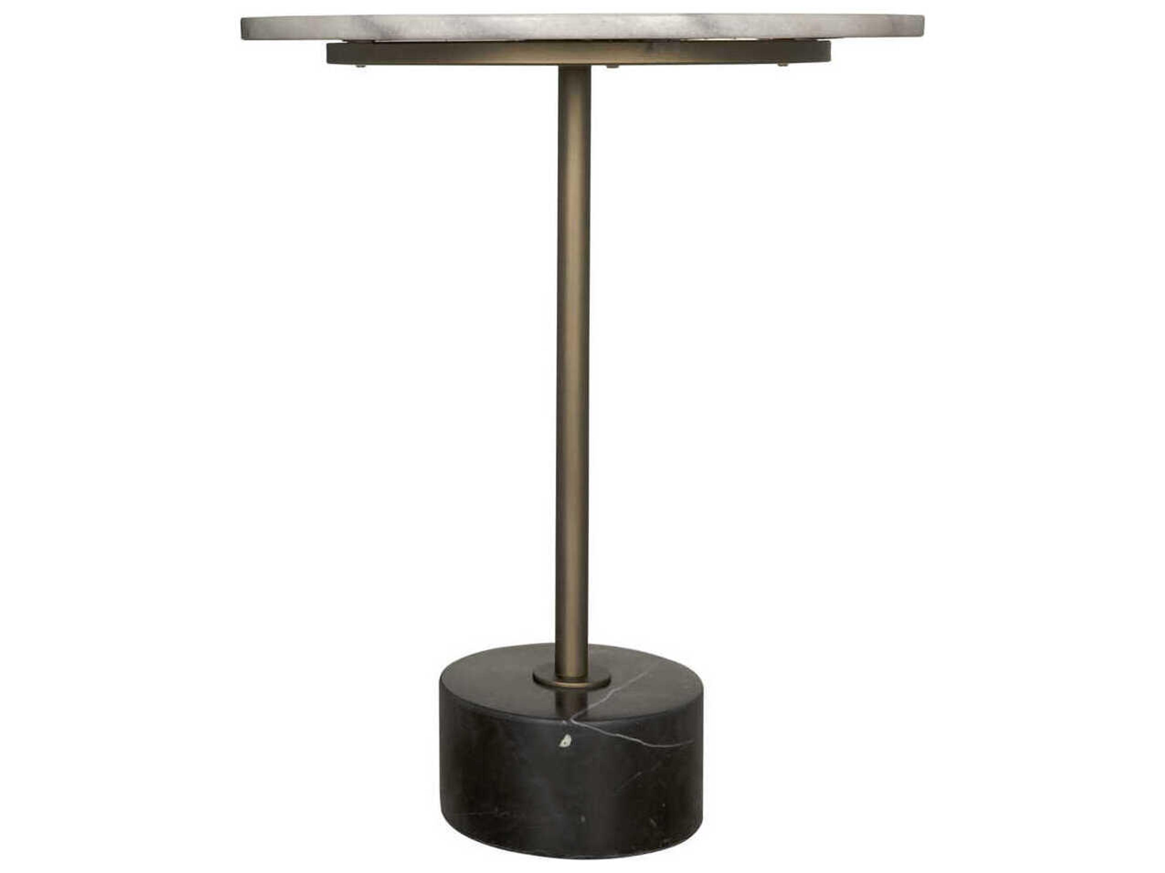 Noir Round Marble Aged Brass Santosha End Table