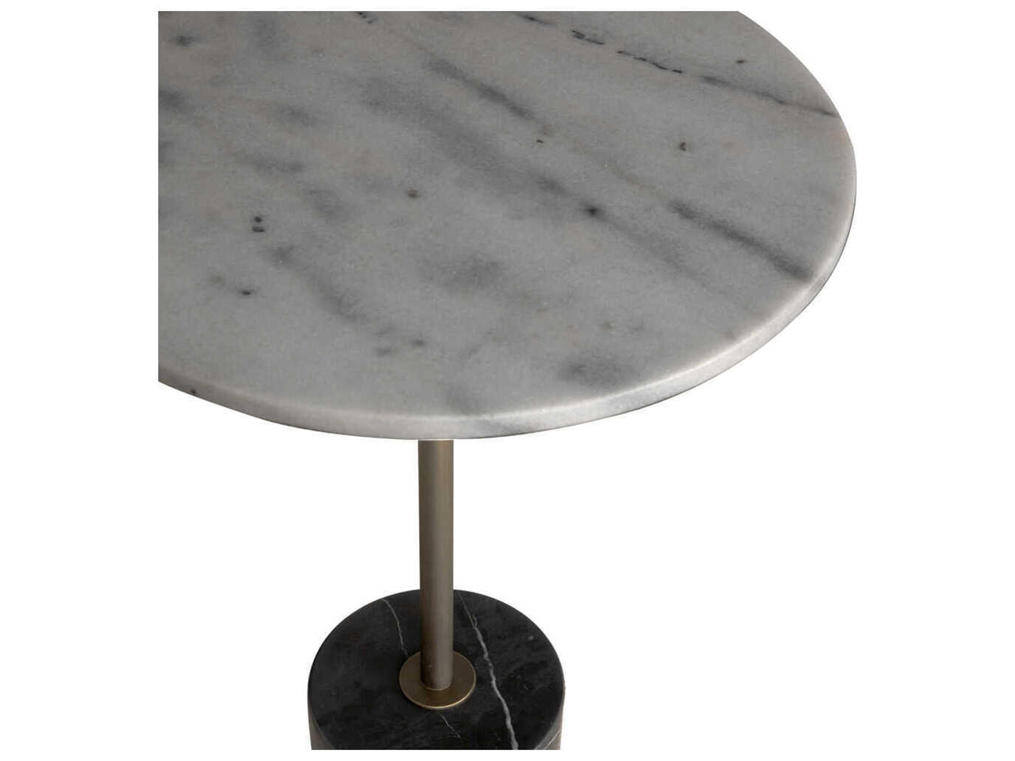 Noir Round Marble Aged Brass Santosha End Table
