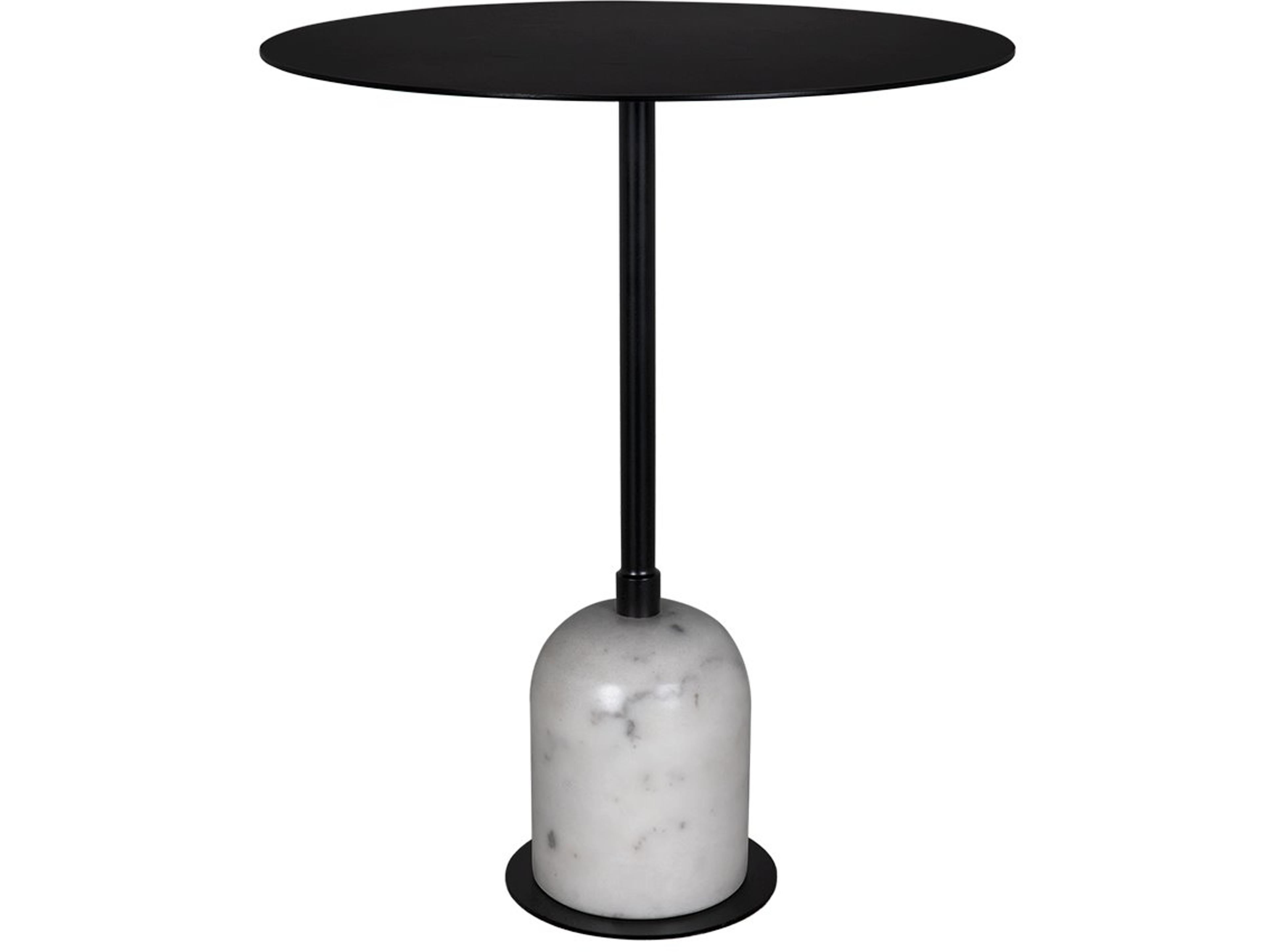 Noir Letitia Round Marble Matte Black End Table