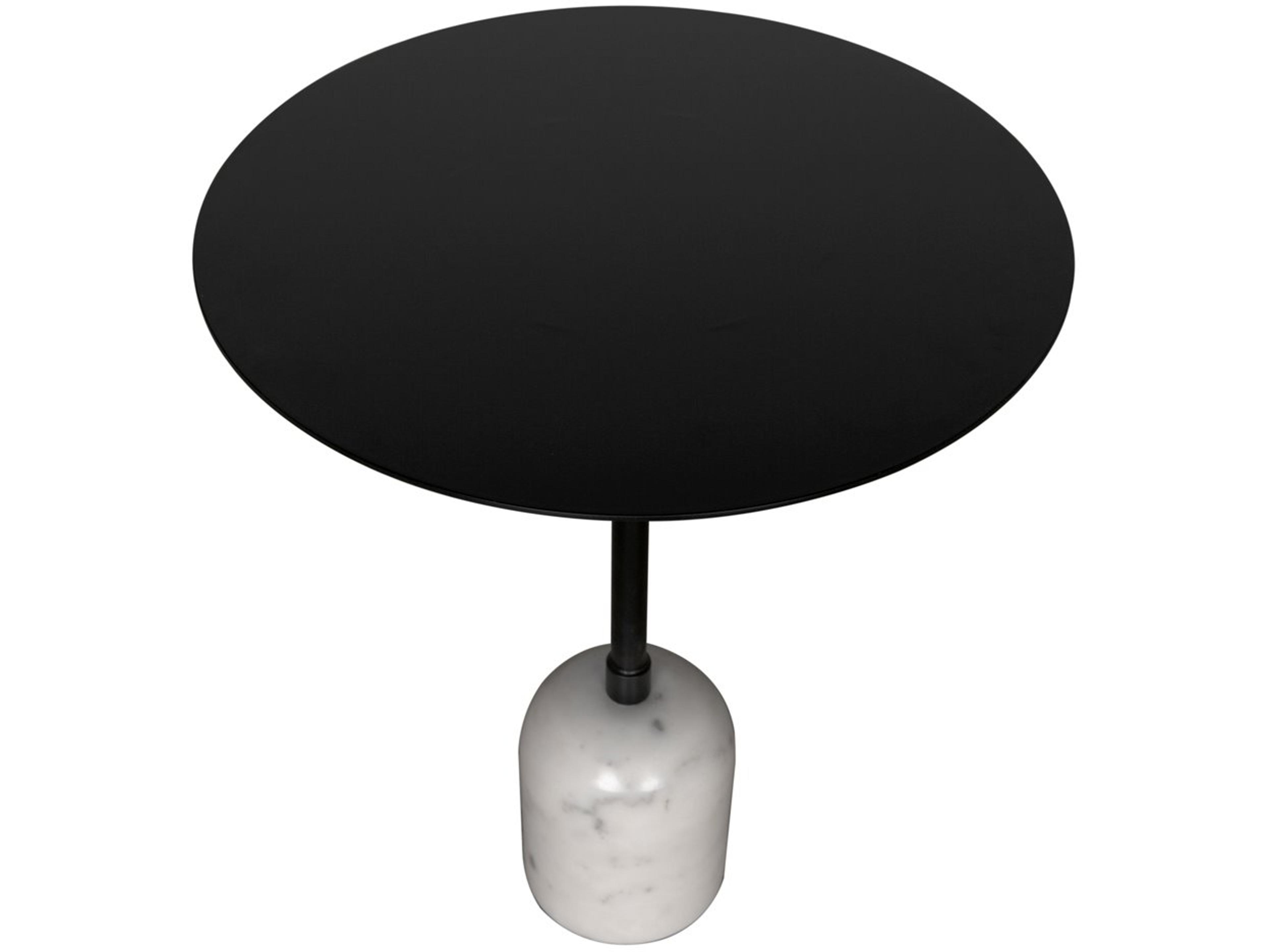 Noir Letitia Round Marble Matte Black End Table