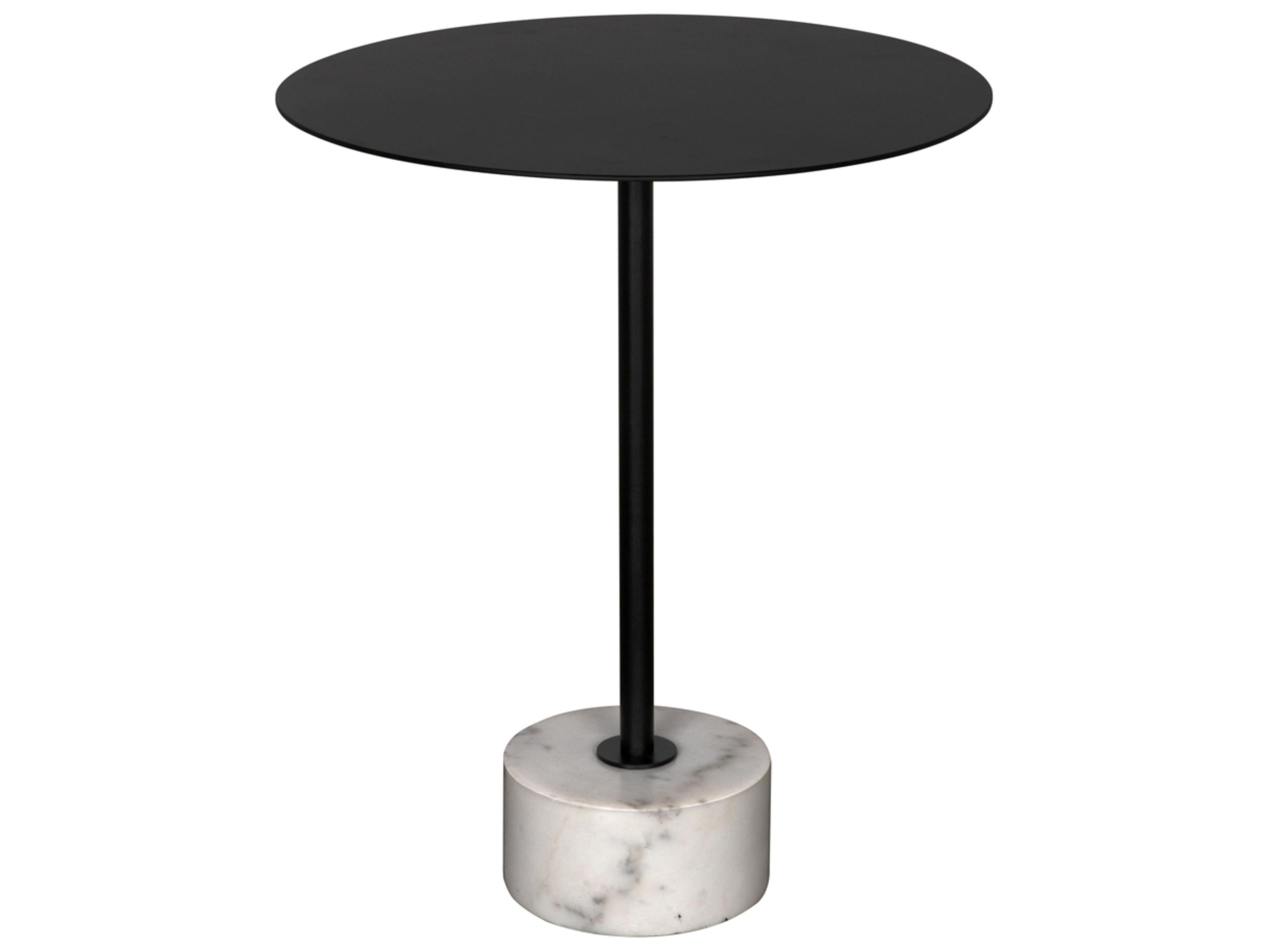 Noir Govinda Round Metal Matte Black End Table
