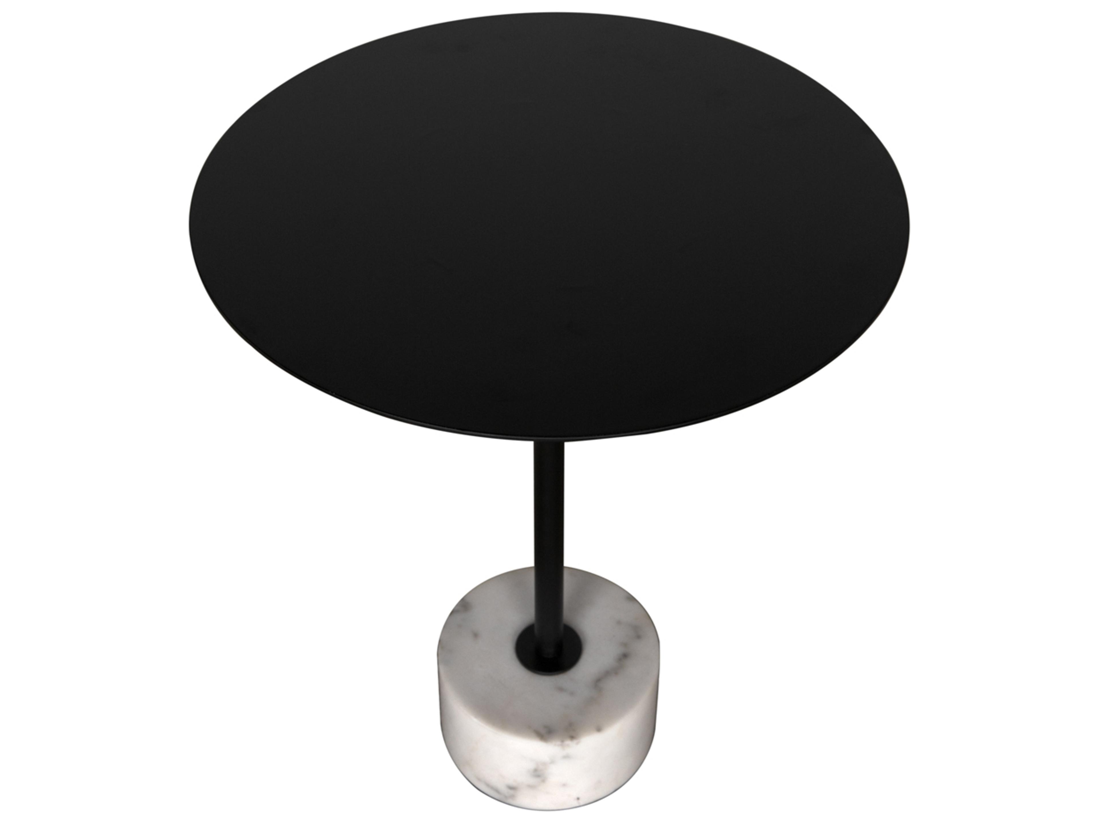 Noir Govinda Round Metal Matte Black End Table