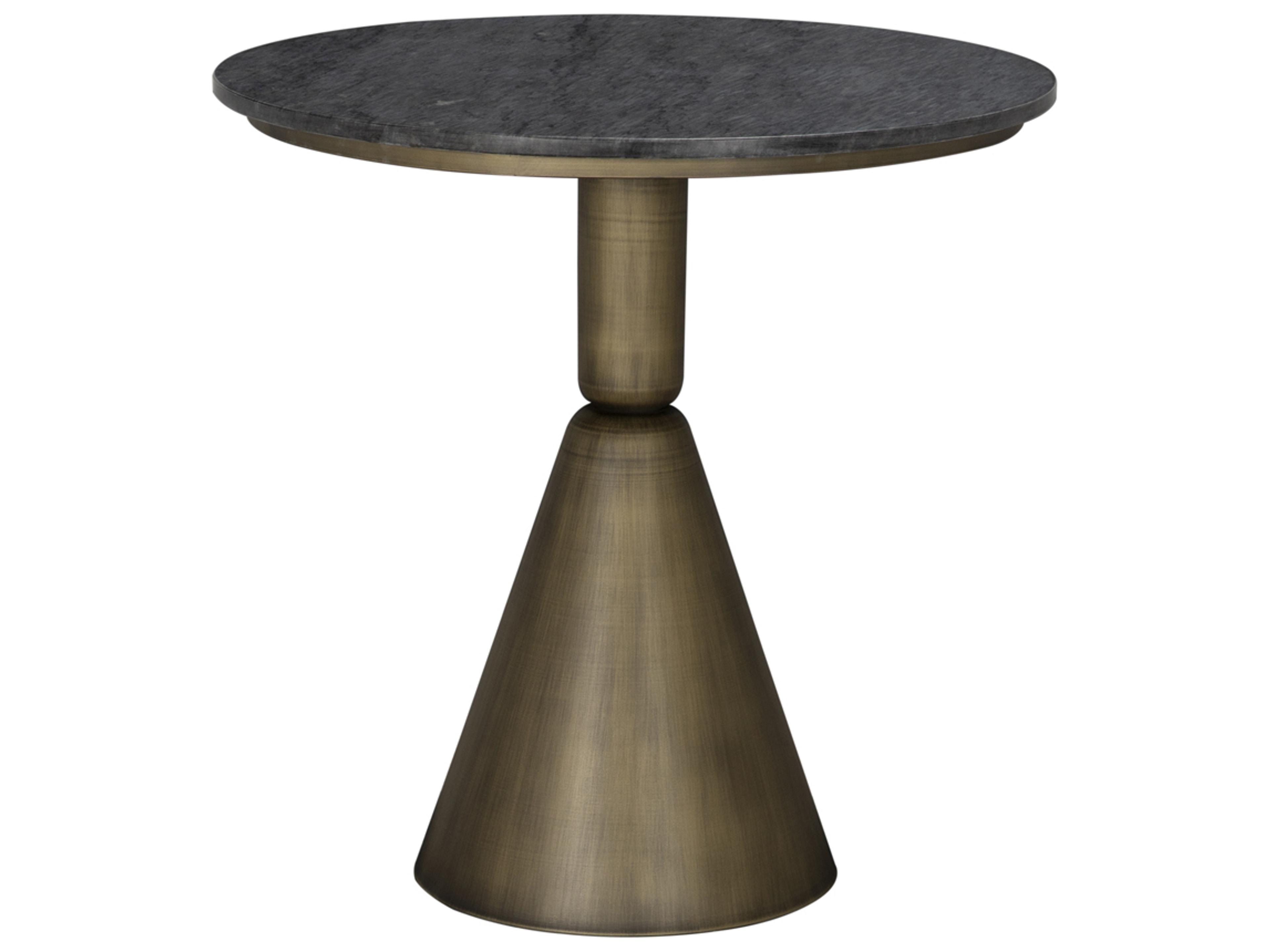 Nagoya Round Marble Aged Brass Black End Table