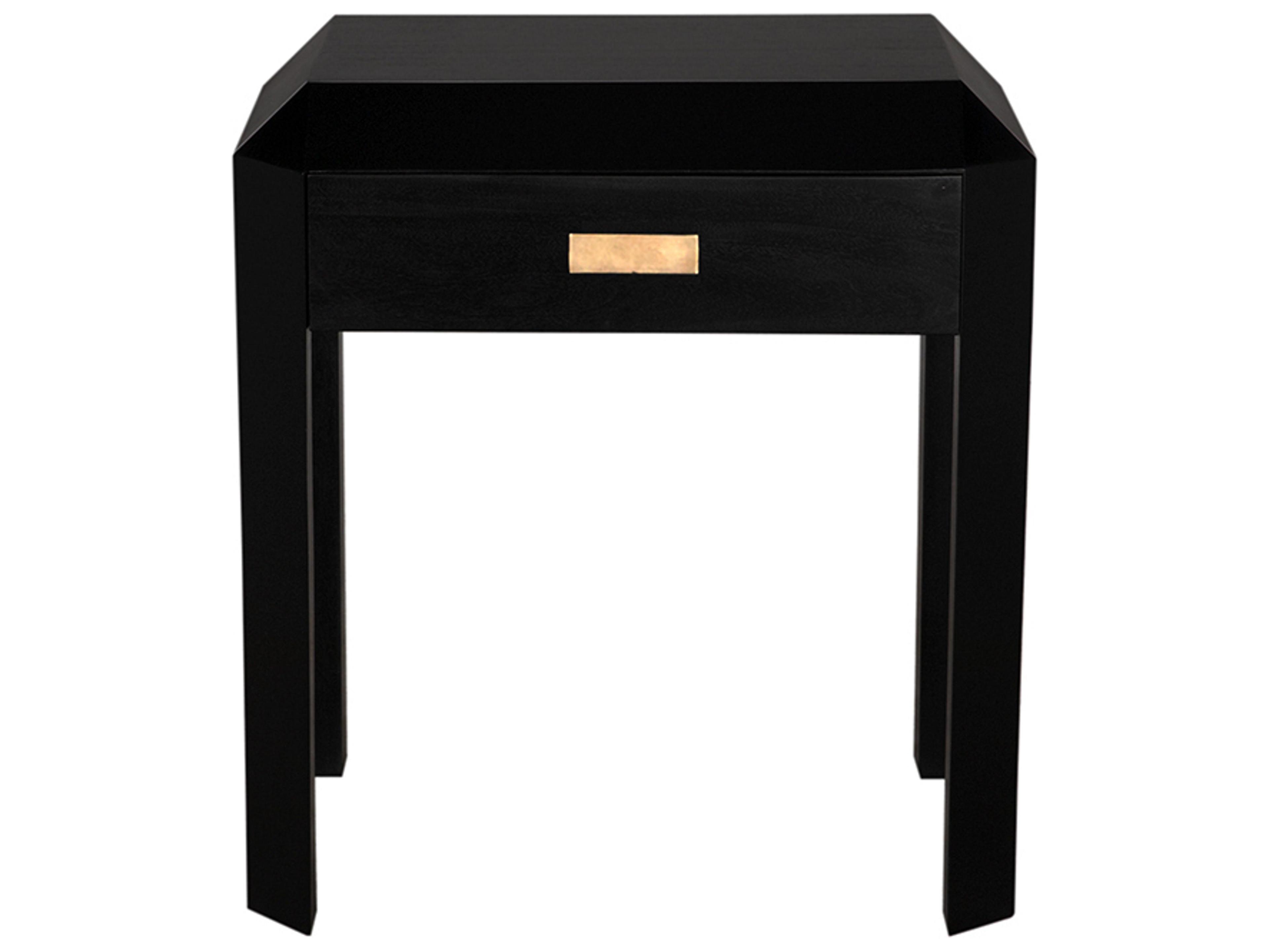 Noir Obtuse Rectangular Wood Hand Rubbed Black End Table