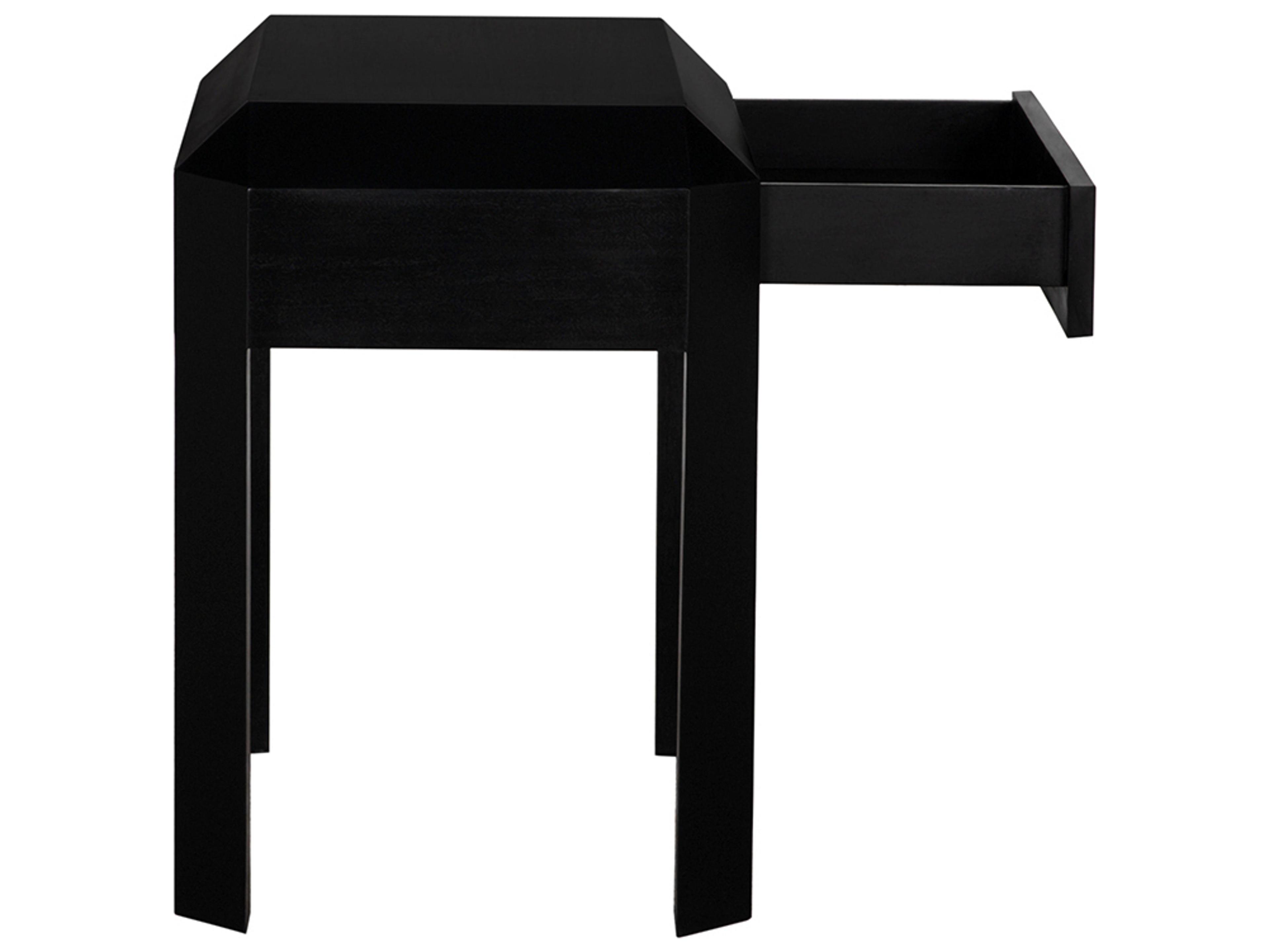 Noir Obtuse Rectangular Wood Hand Rubbed Black End Table