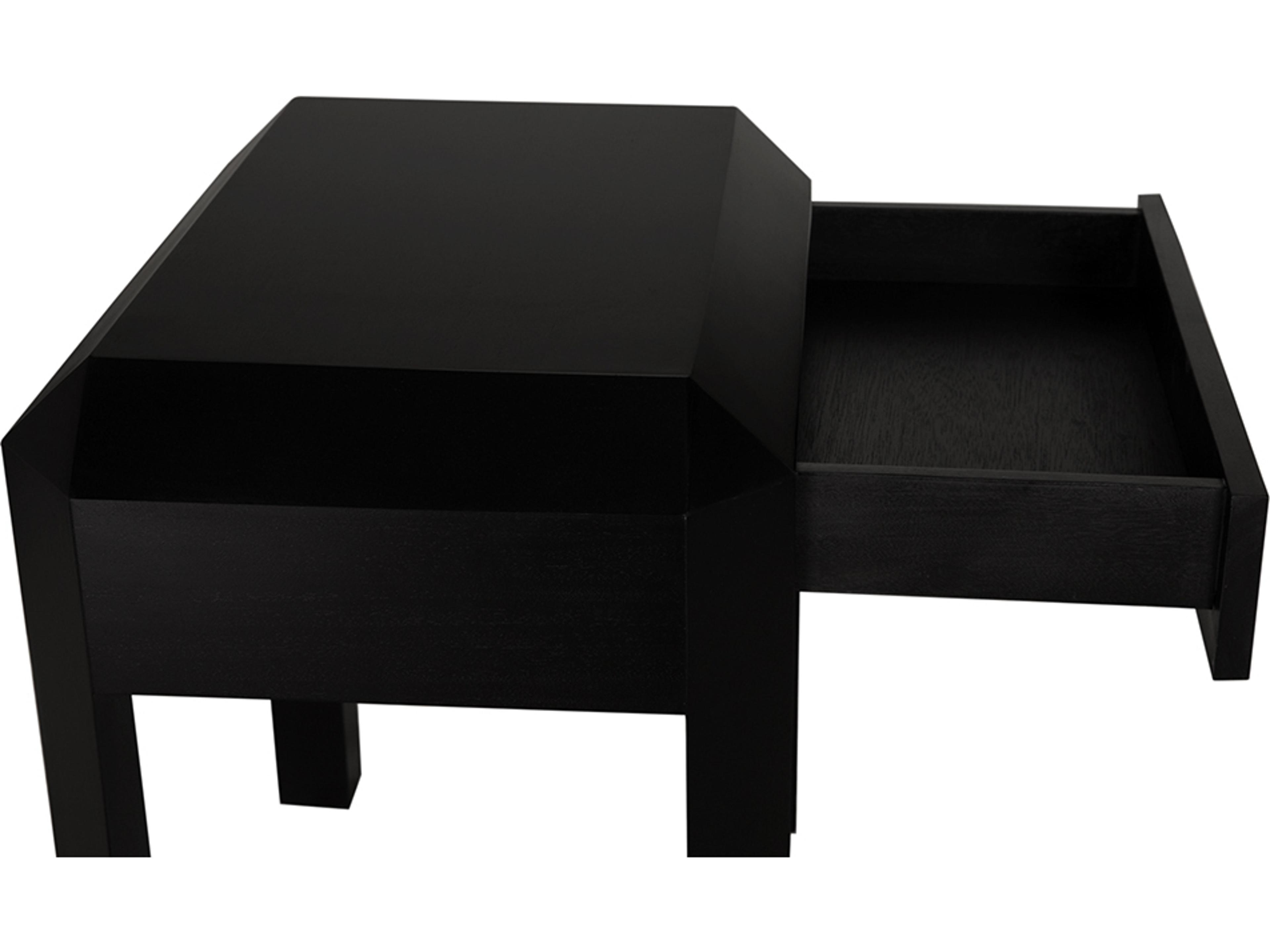 Noir Obtuse Rectangular Wood Hand Rubbed Black End Table