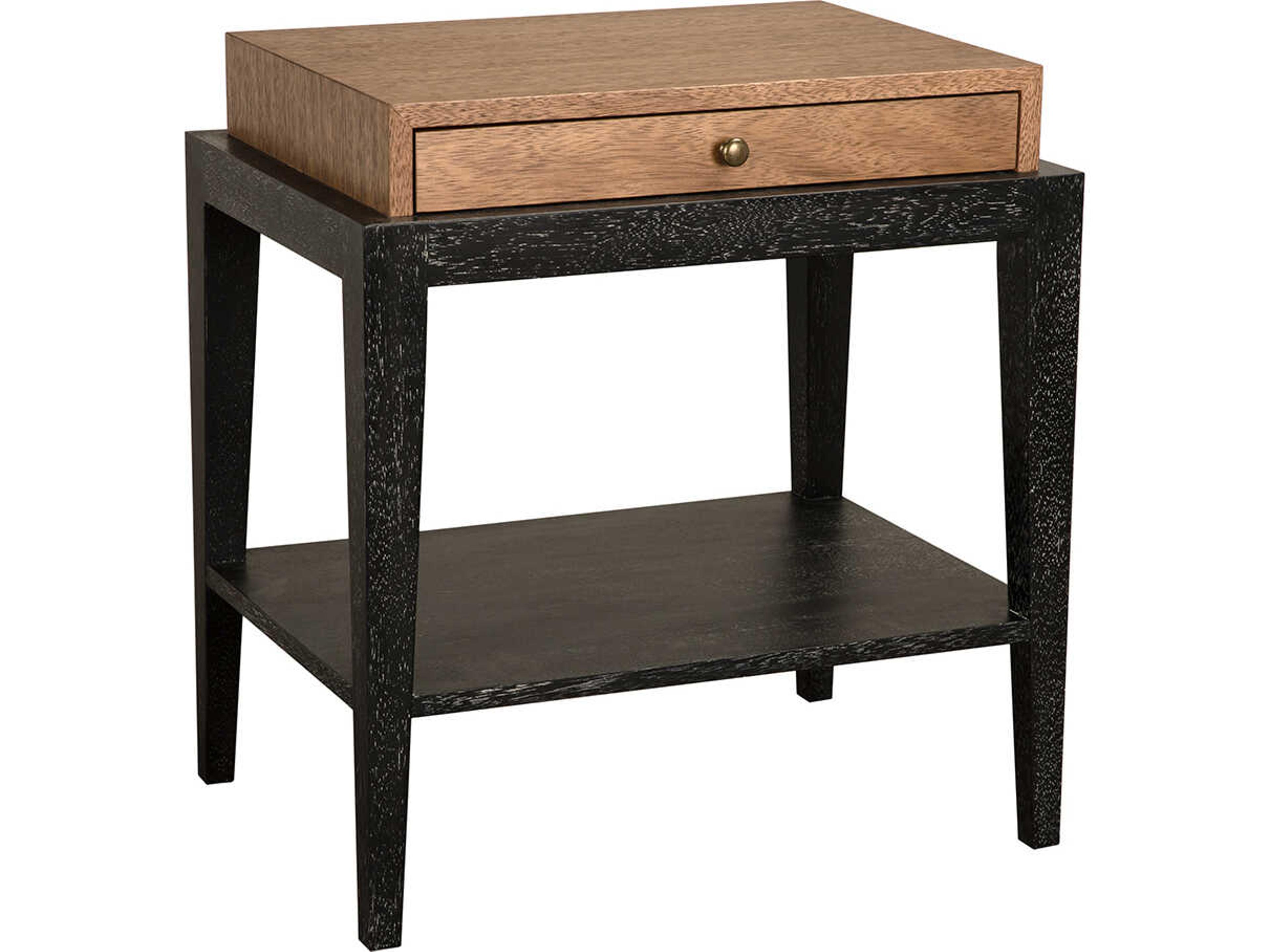 Noir Memphis Rectangular Wood Dark Walnut And Black End Table