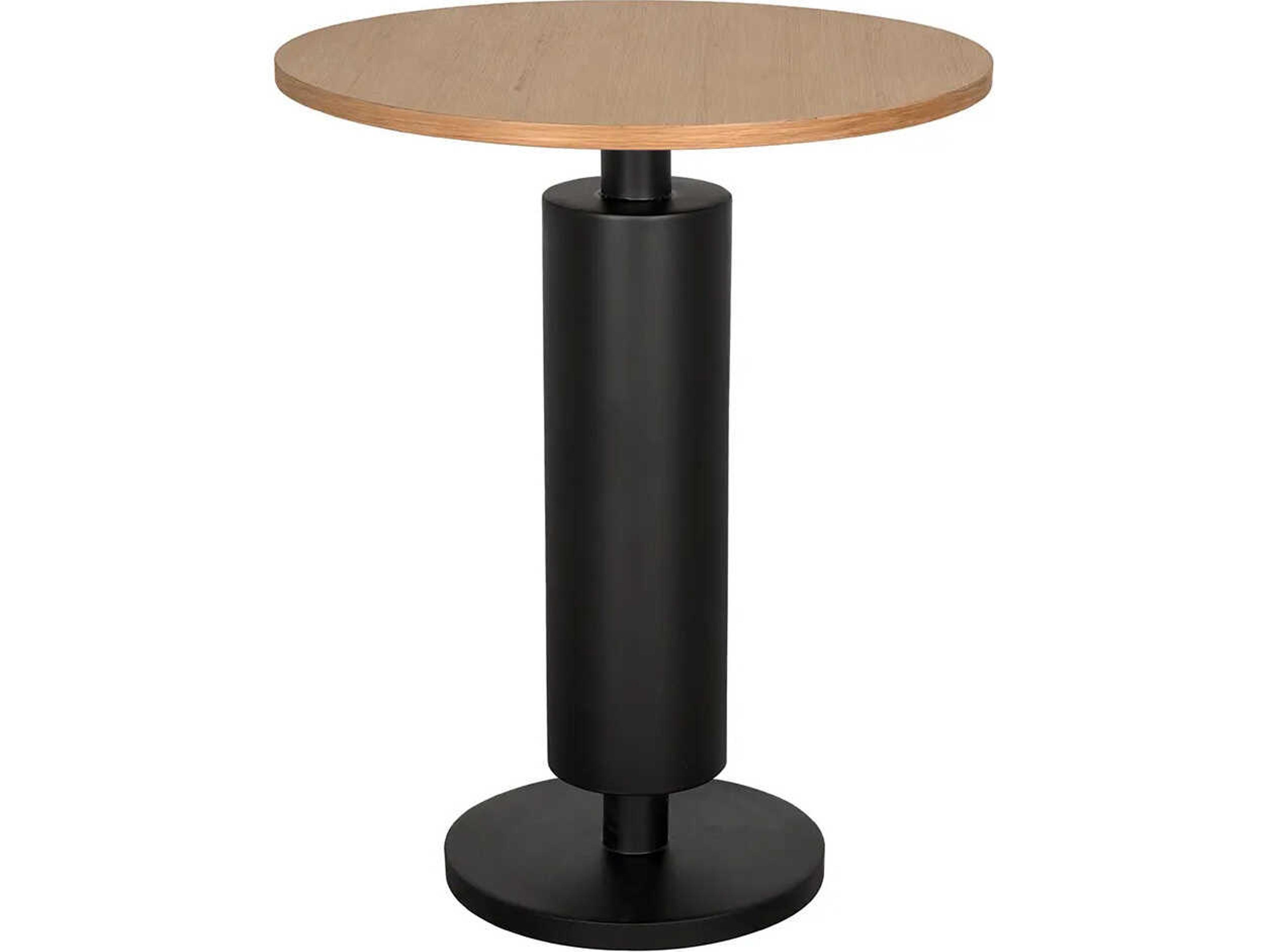 Kensington Round Wood Natural And Matte Black End Table