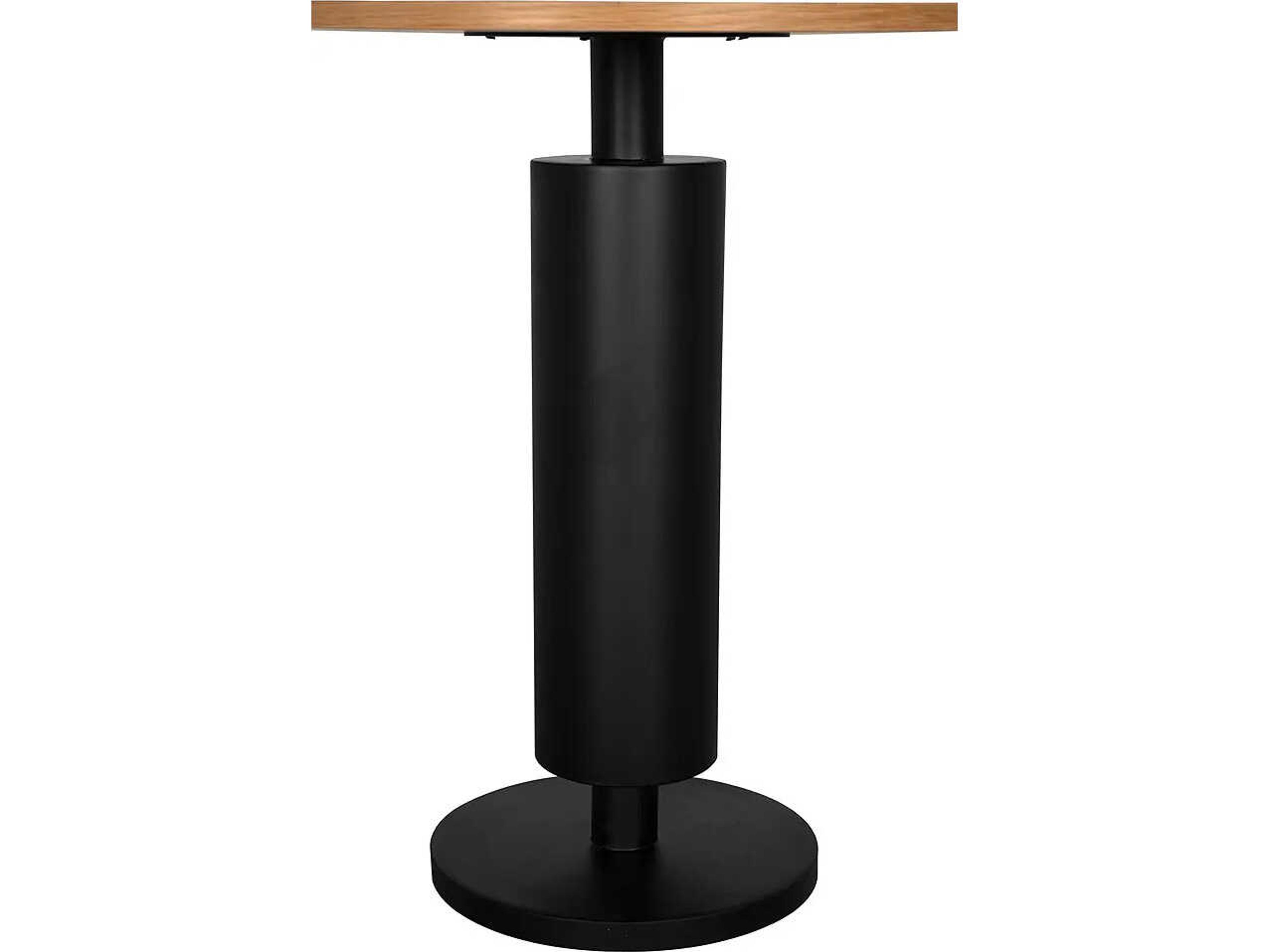 Noir Kensington Round Wood Natural And Matte Black End Table