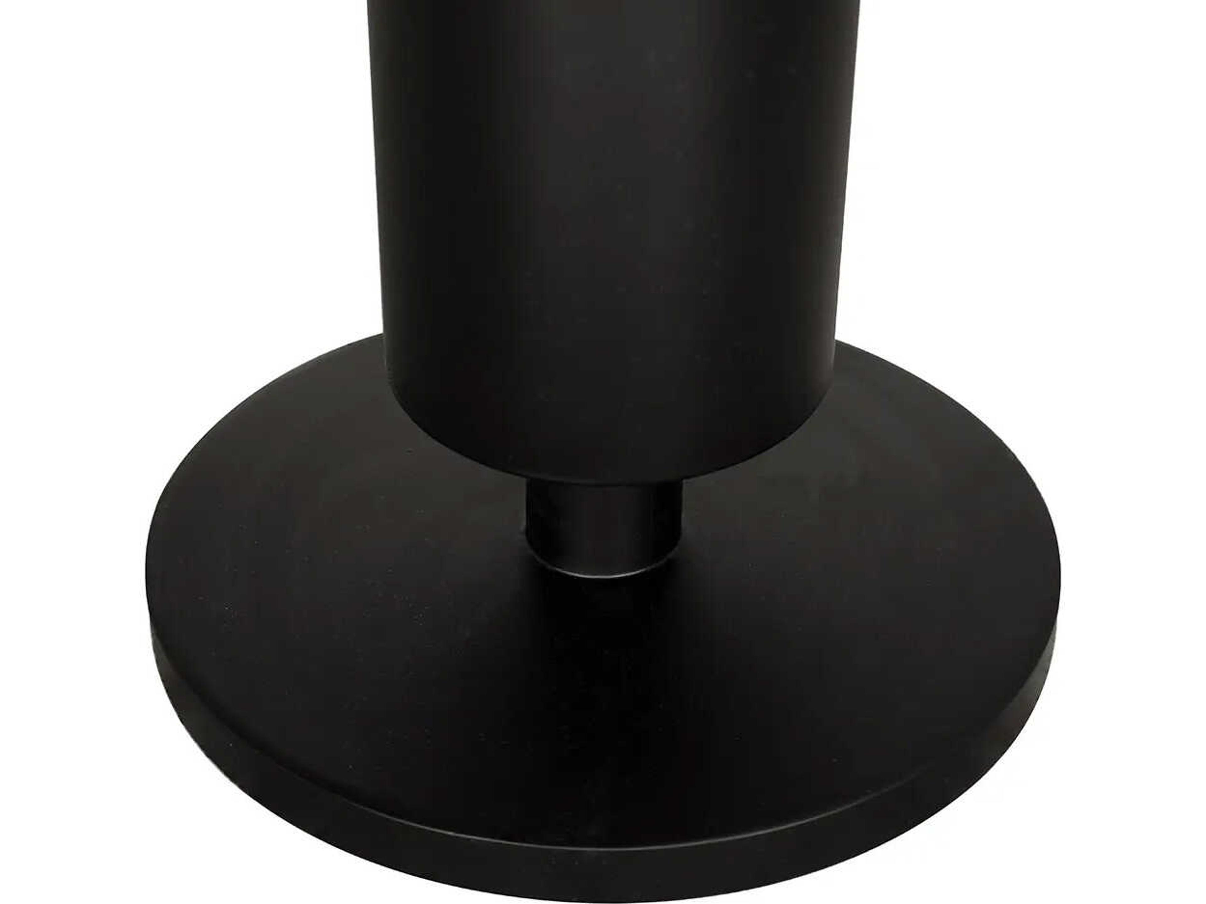 Noir Kensington Round Wood Natural And Matte Black End Table