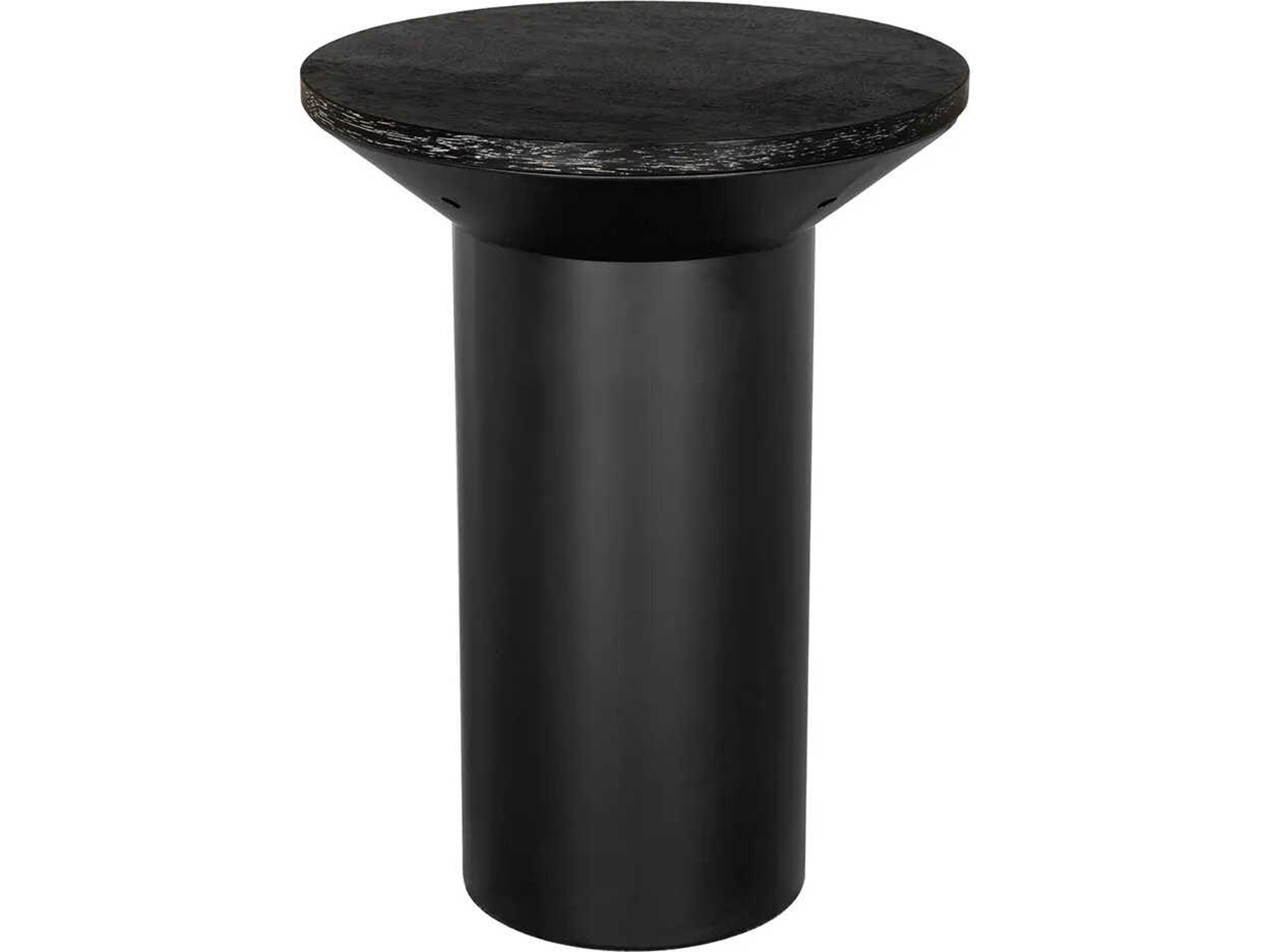 Sydney Round Wood Black Walnut And Matte End Table