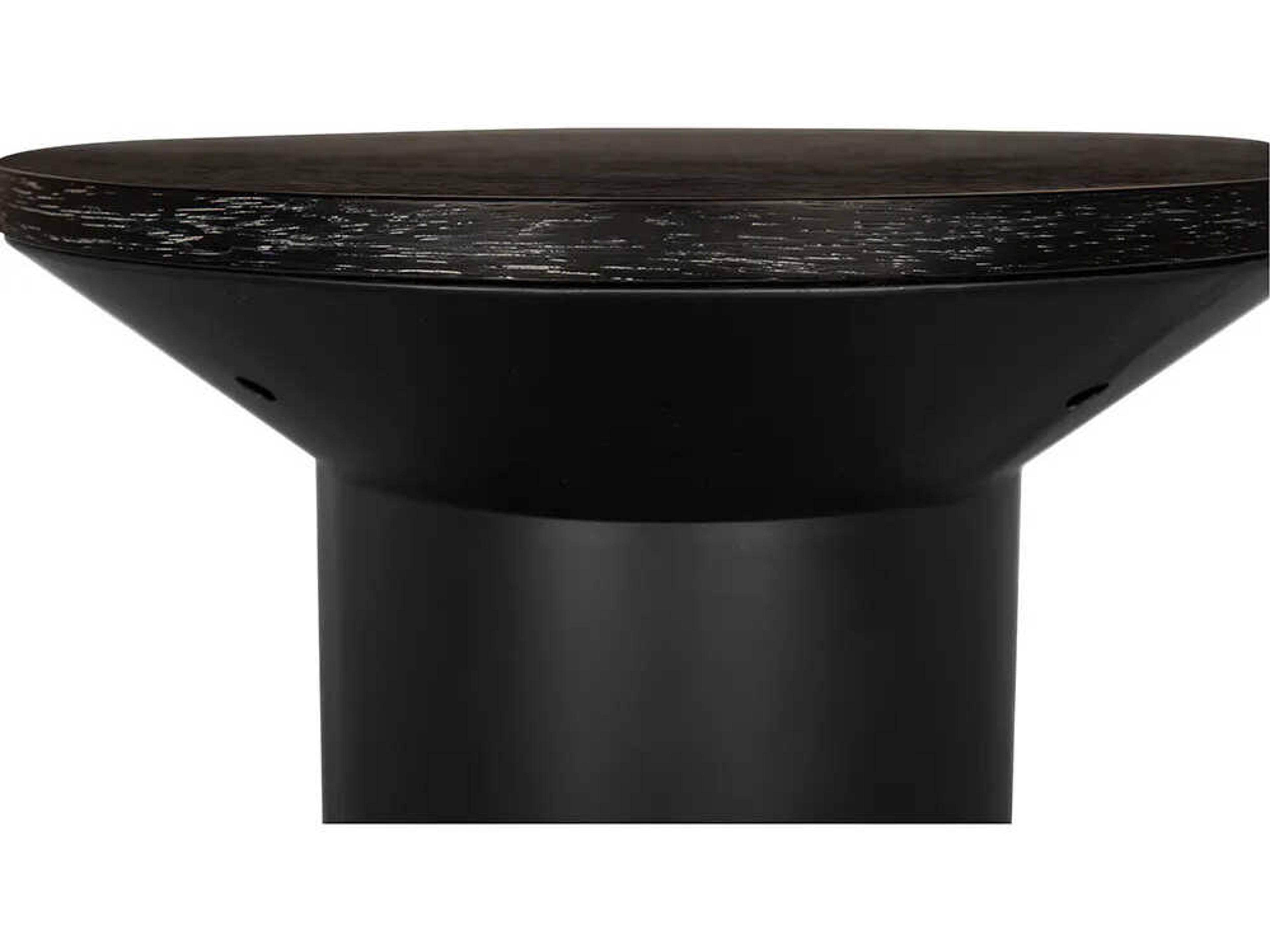 Noir Sydney Round Wood Black Walnut And Matte End Table