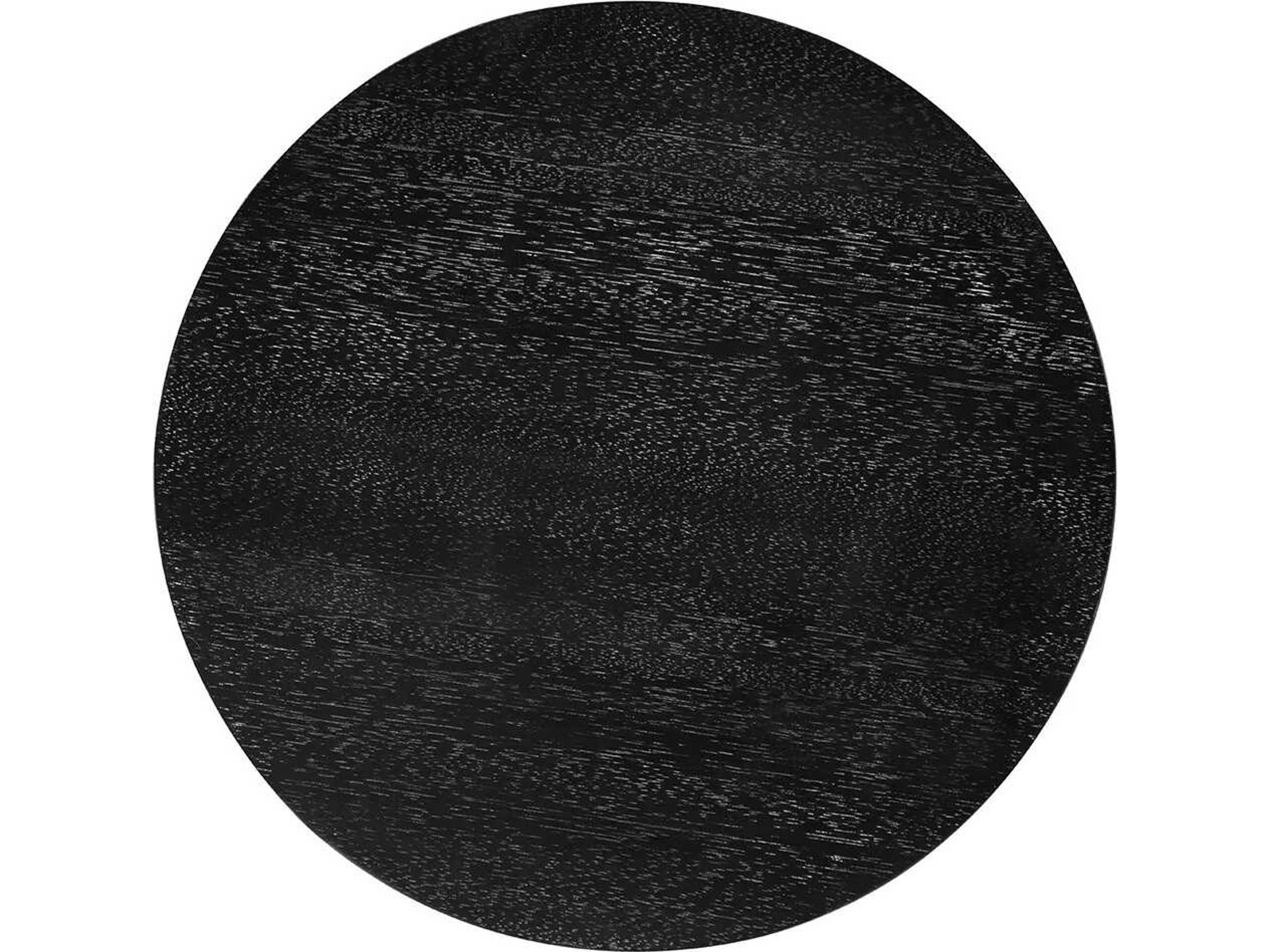 Noir Sydney Round Wood Black Walnut And Matte End Table