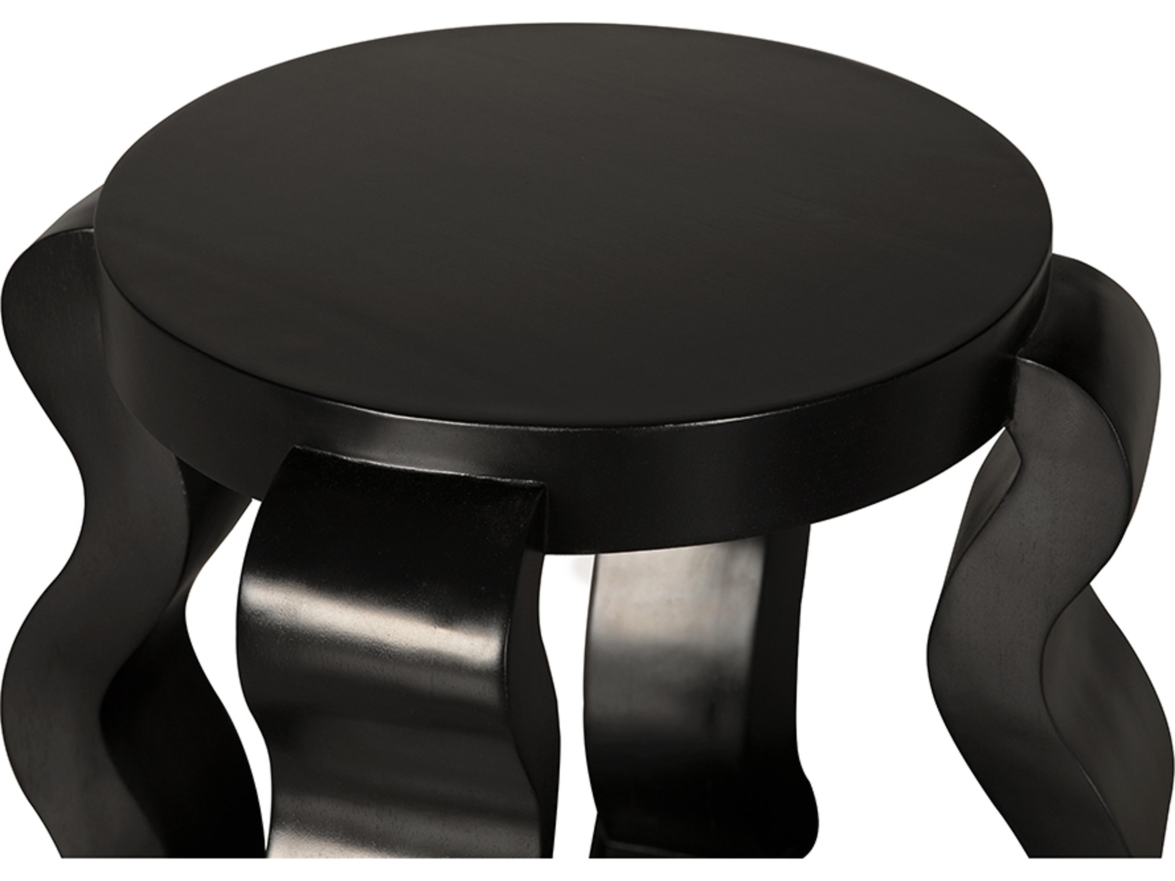 Noir Anora Round Wood Hand Rubbed Black End Table