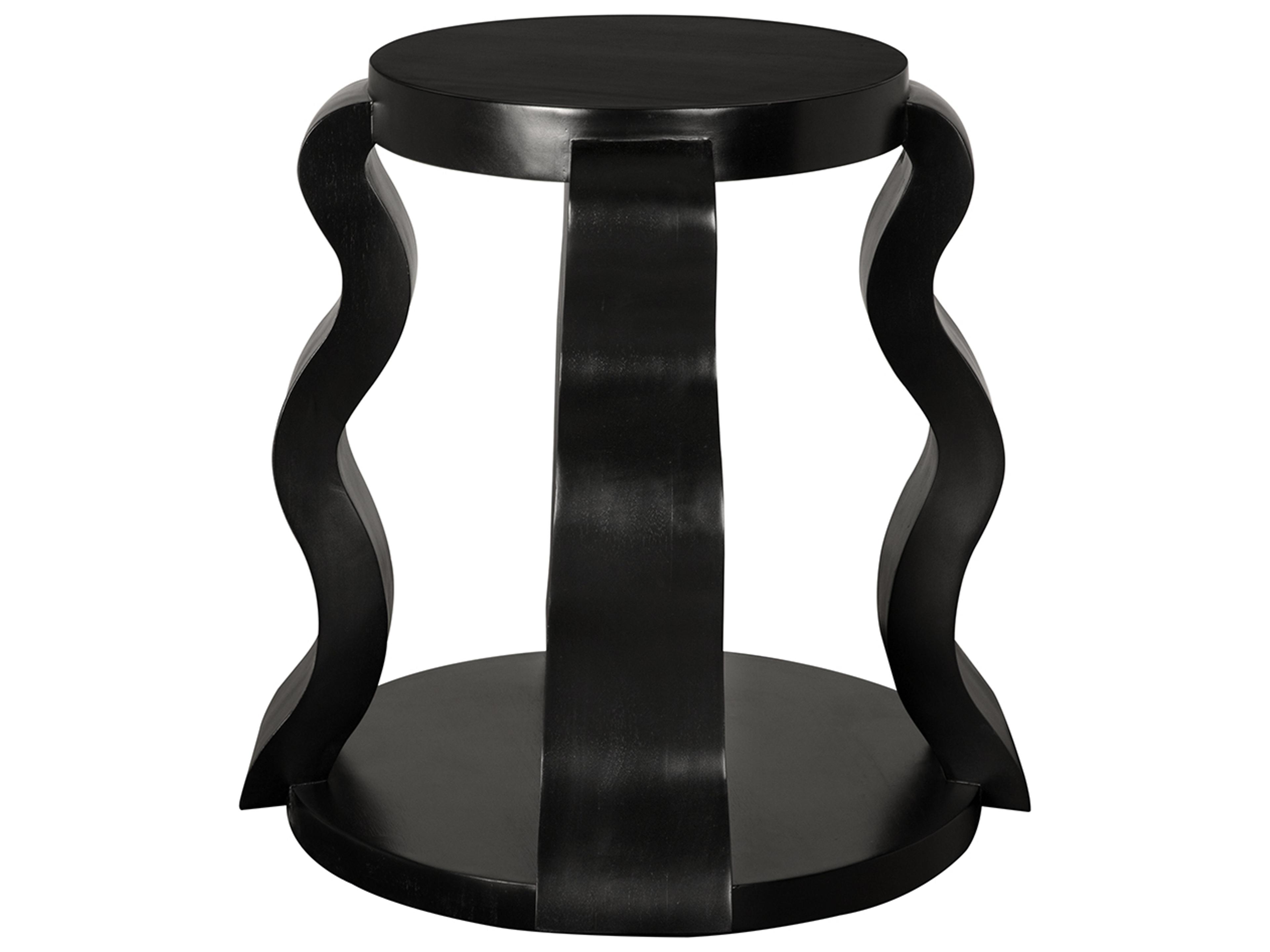 Noir Anora Round Wood Hand Rubbed Black End Table