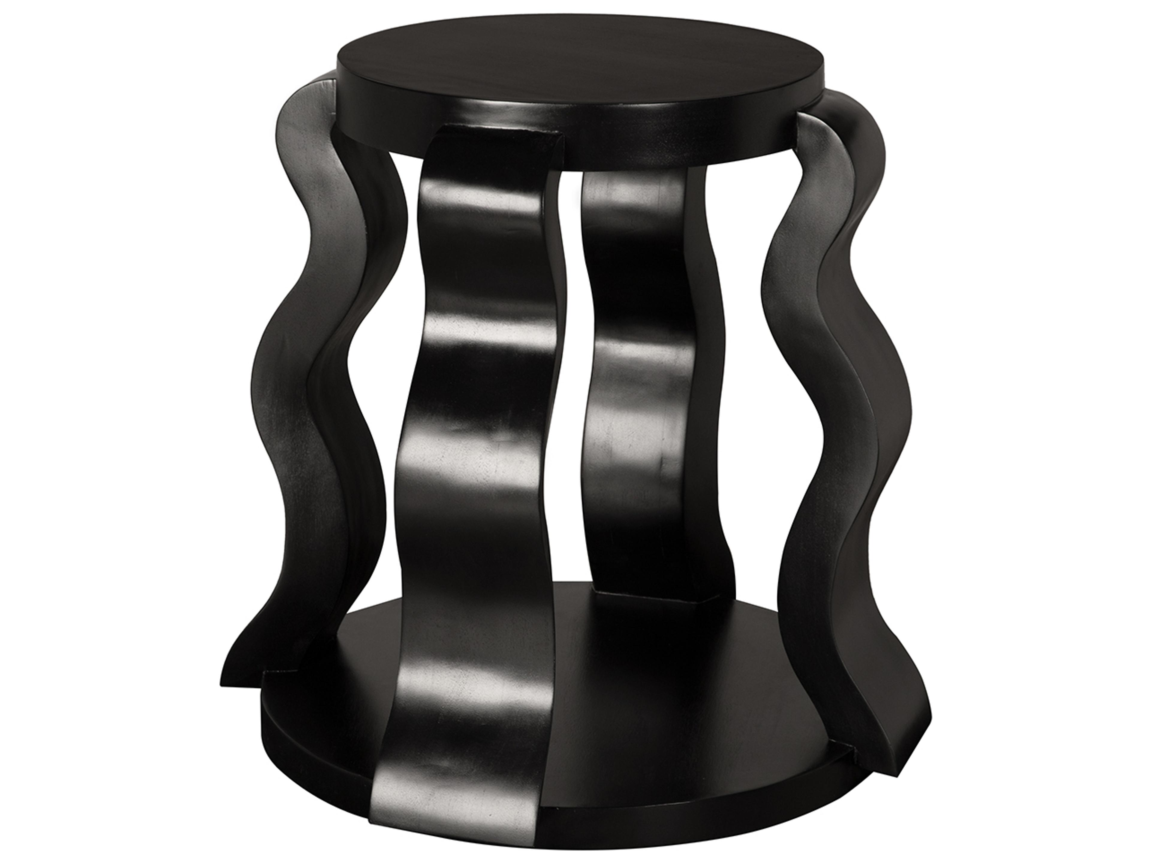 Anora Round Wood Hand Rubbed Black End Table