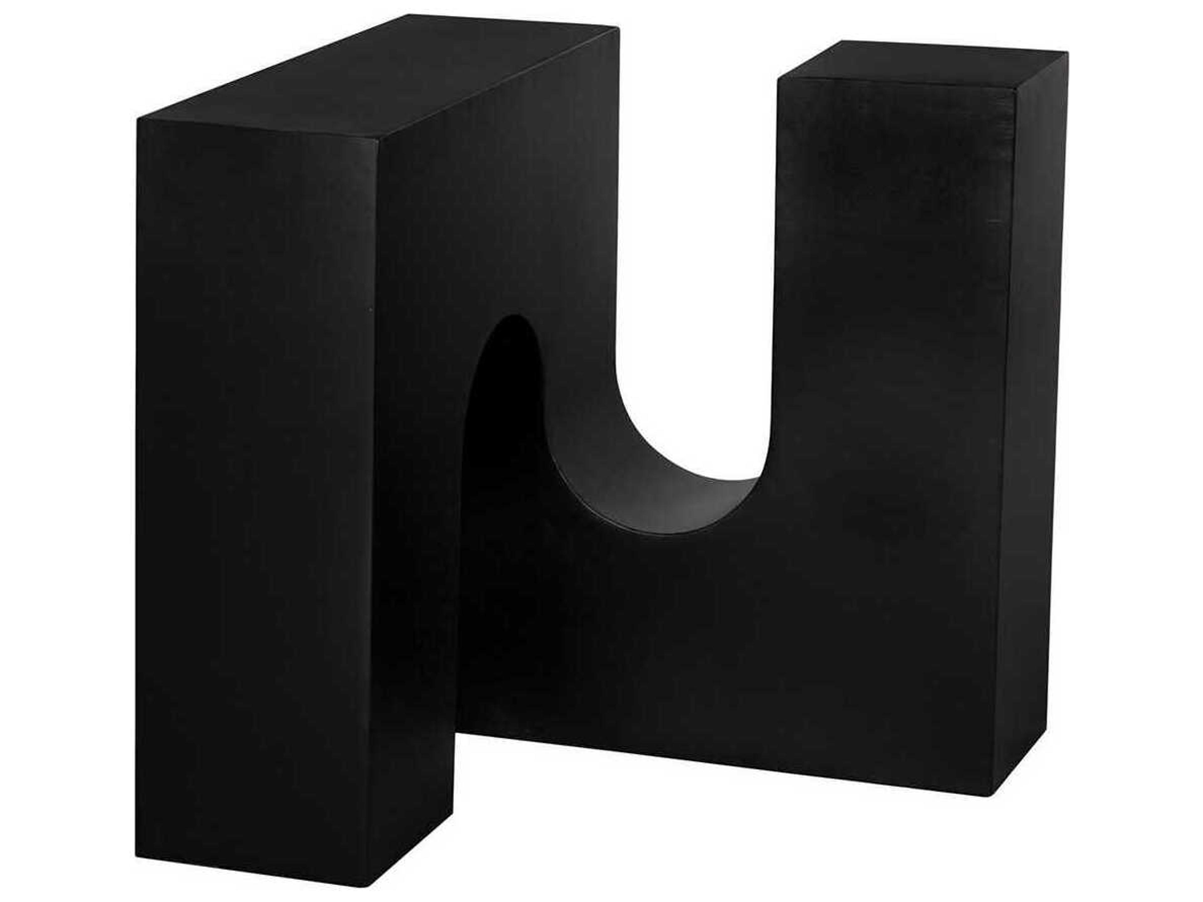 Noir Leopold Metal Matte Black End Table